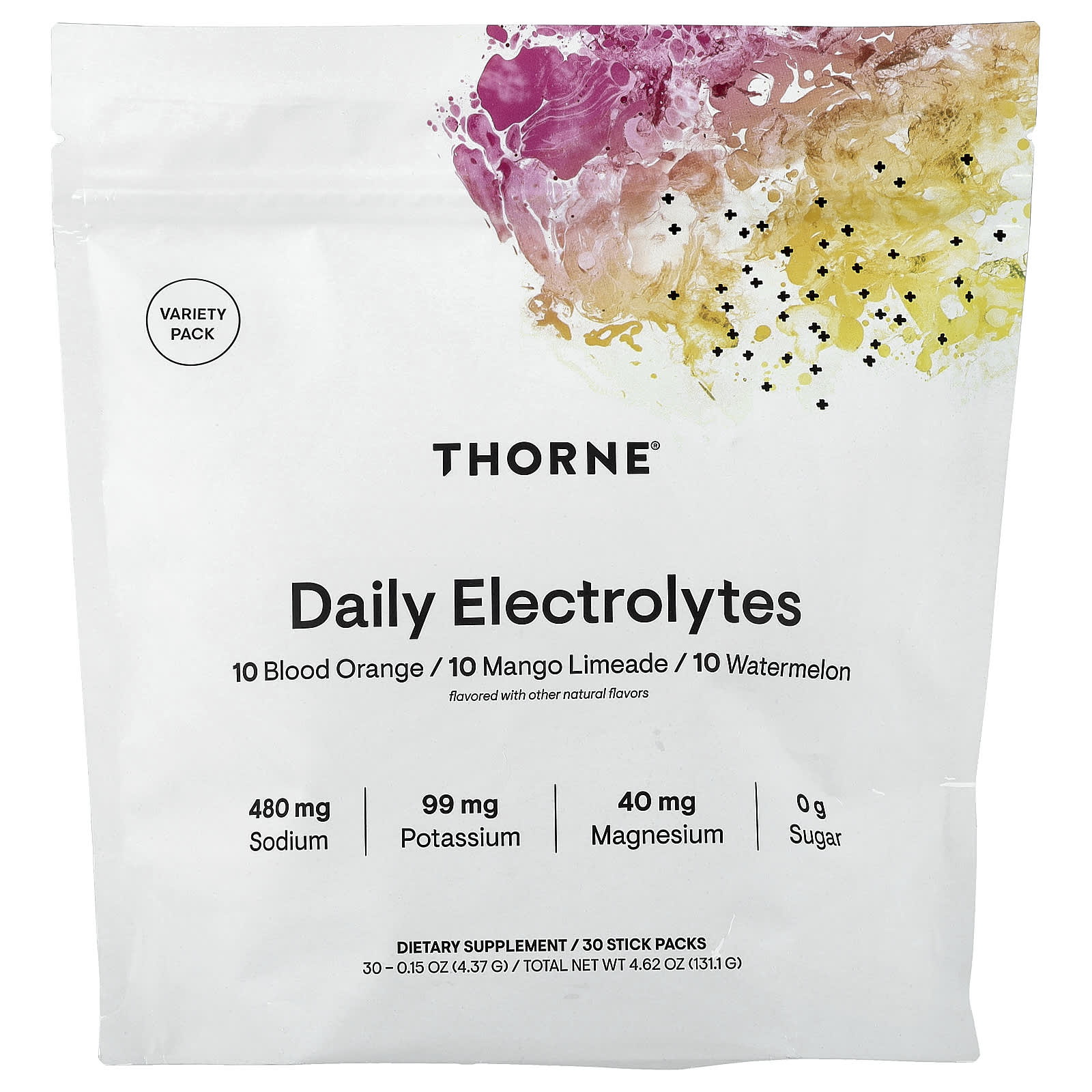 Thorne, Daily Electrolytes, Variety Pack , 30 Stick Packs, 0.15 oz (4.37 g) Each - Image 1