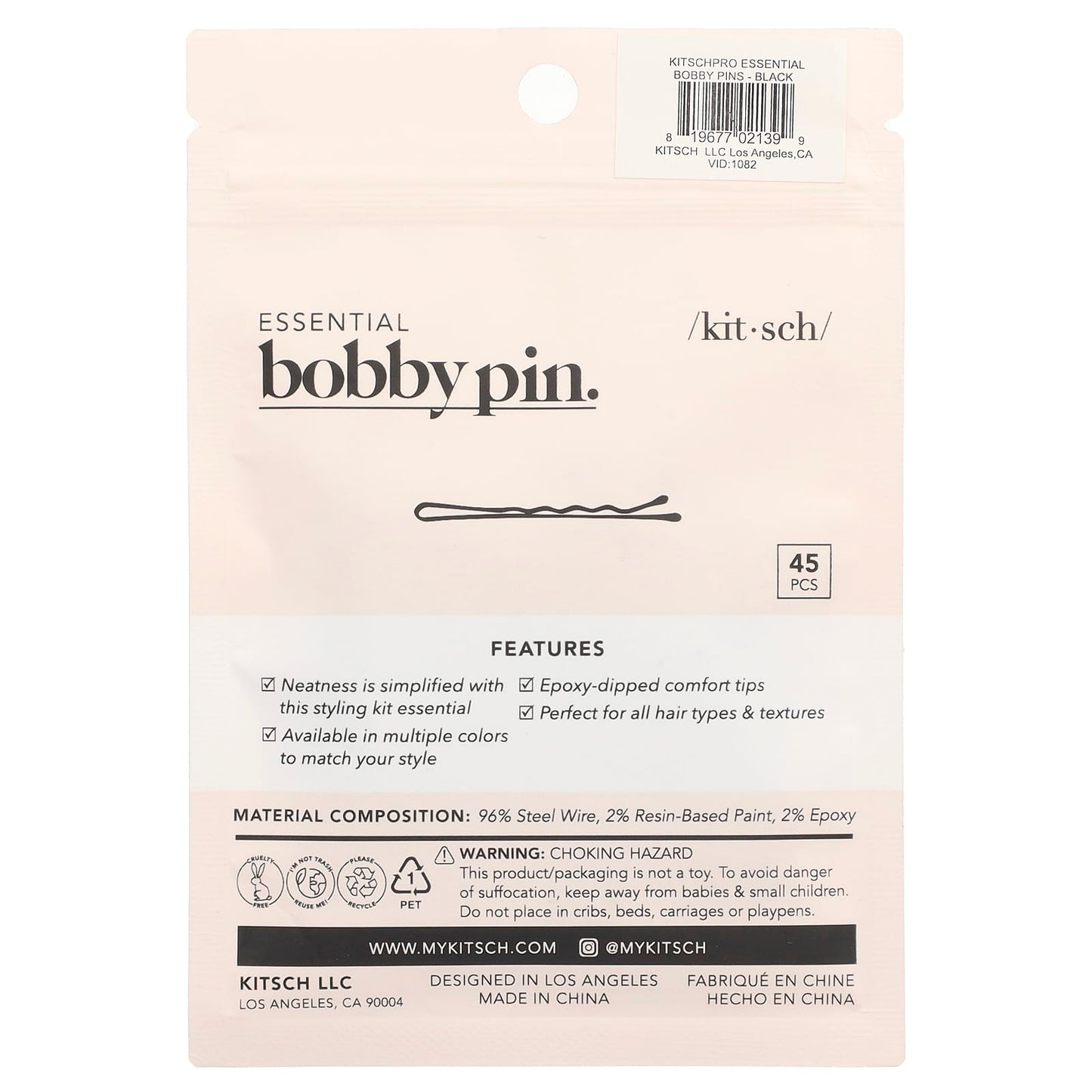 Kitsch, Essential Bobby Pin, Black, 45 Pins - Image 2