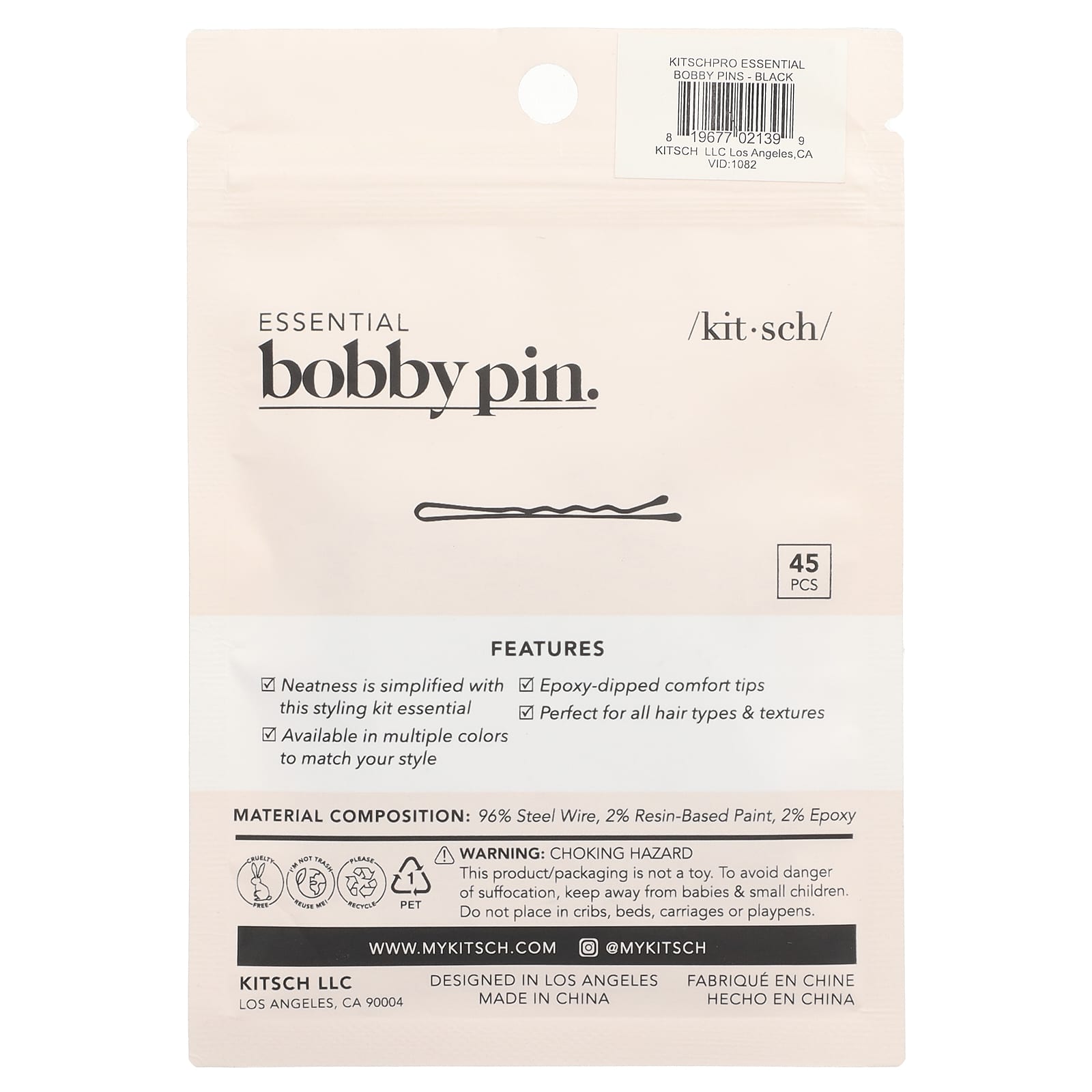 Kitsch, Essential Bobby Pin, Black, 45 Pins - Image 2