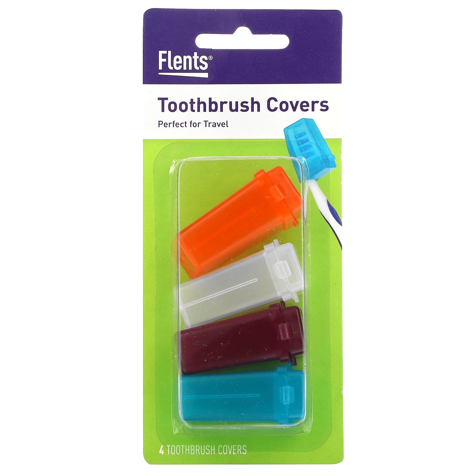 Flents 4-Count Toothbrush Covers for Travel & Hygiene - Image 1
