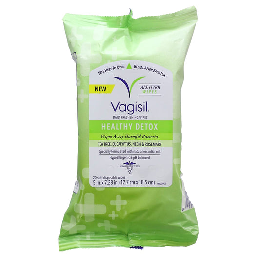 Vagisil, Daily Freshening Wipes, Healthy Detox , 20 Disposable Wipes - Image 1