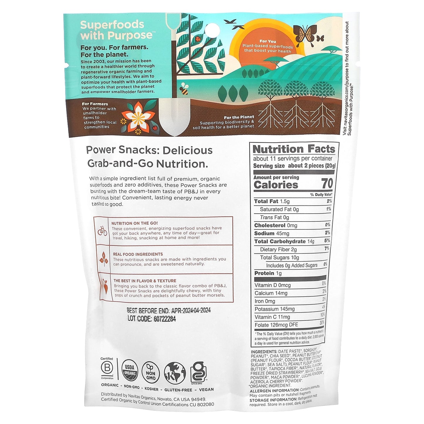Navitas Organics, Organic Power Snacks, Superfood PB&J, 8 oz (227 g) - Image 2