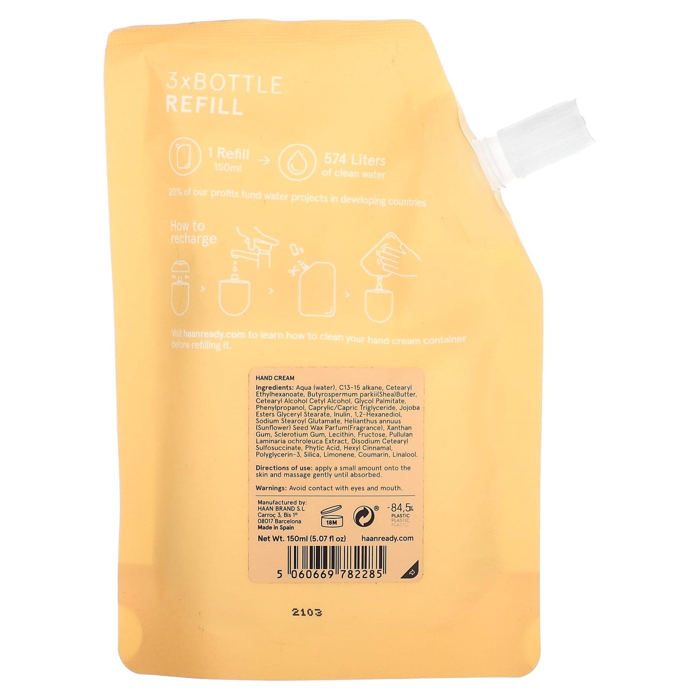 Haan Carrot Kick Hand Cream Refill, 5.07 fl oz (150 ml) - Image 2