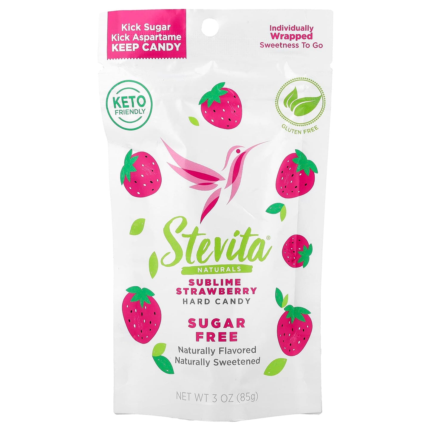 Stevita, Naturals, Sugar Free Hard Candy, Sublime Strawberry, 3 oz (85 g) - Image 1