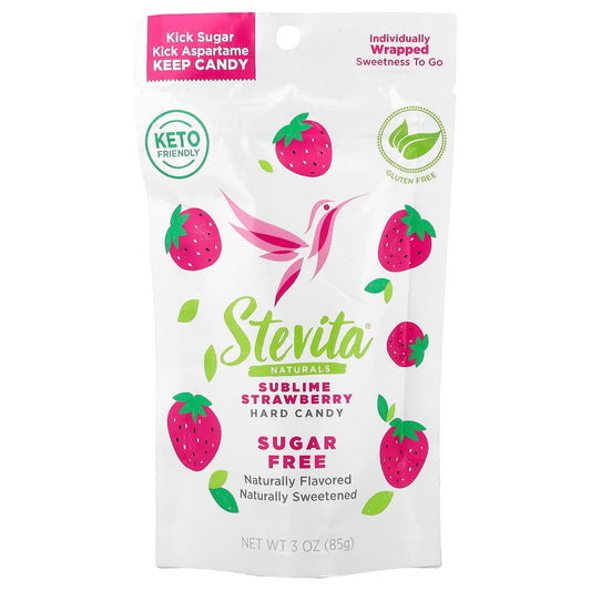 Stevita, Naturals, Sugar Free Hard Candy, Sublime Strawberry, 3 oz (85 g) - Image 1