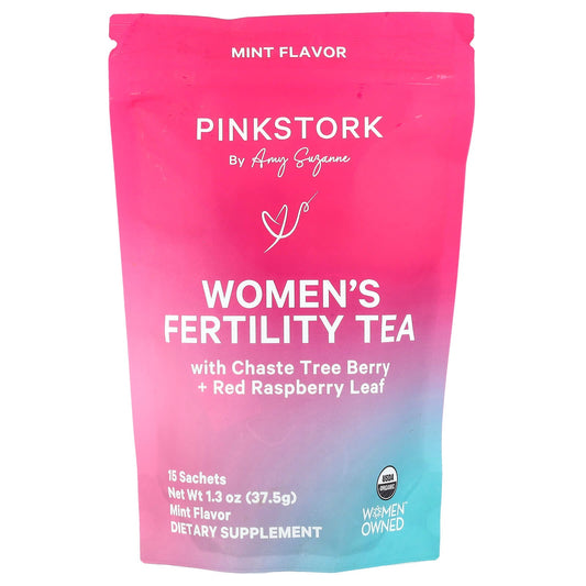 Pink Stork, Women's Fertility Tea, Mint, 15 Sachets, 1.3 oz (37.5 g) - Image 1