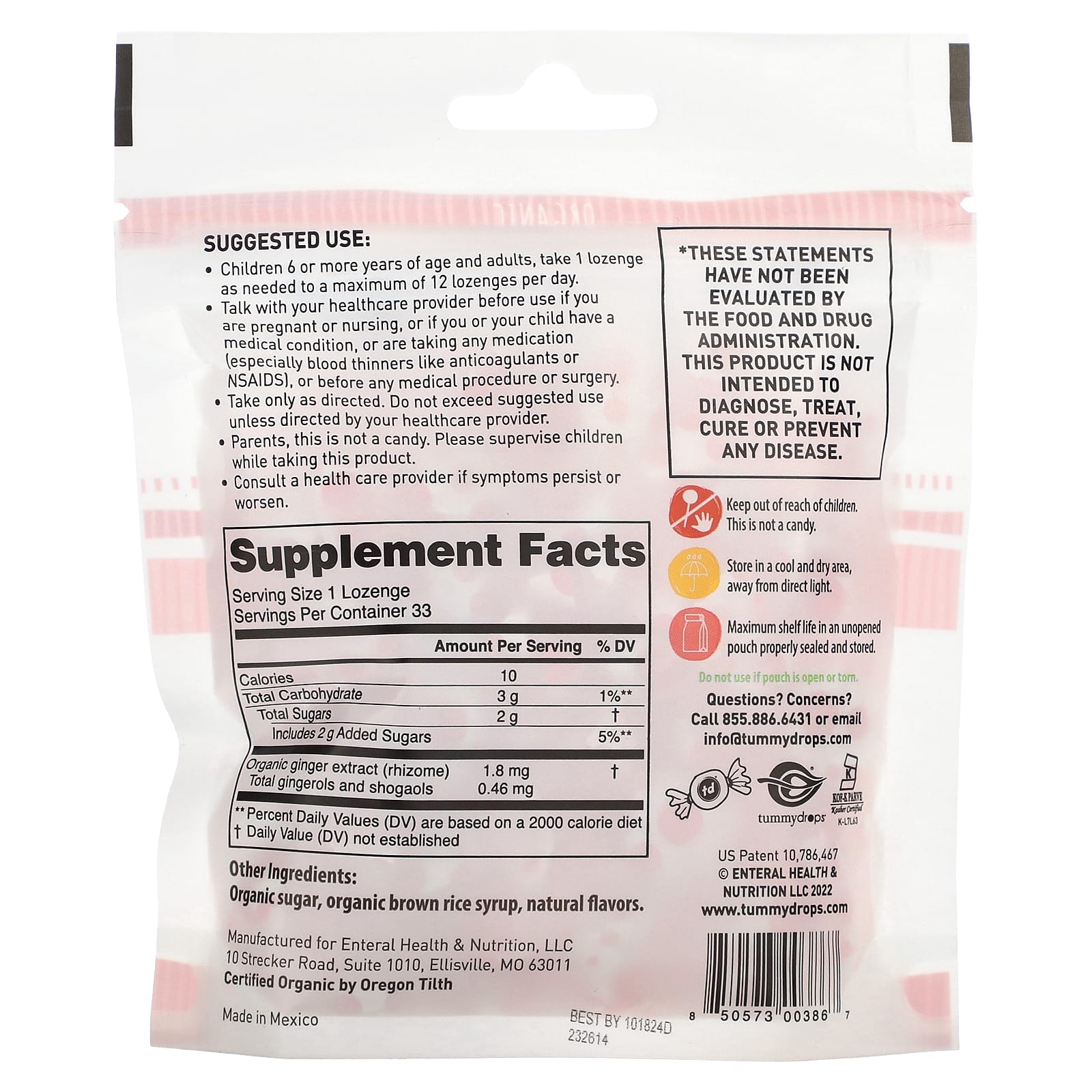 Tummydrops, Organic Strawberry Ginger, 33 Lozenges - Image 2
