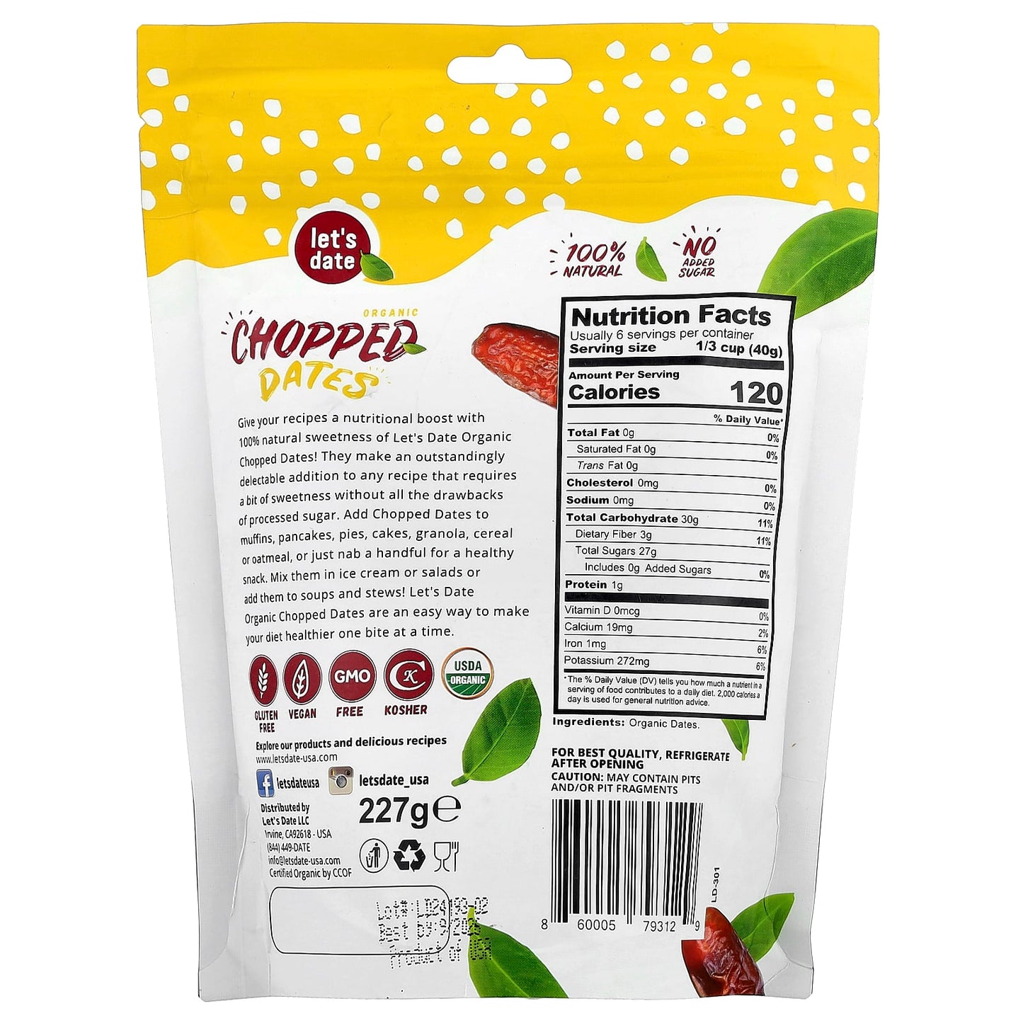 Let's Date, Organic Chopped Dates, 8 oz (227 g) - Image 2