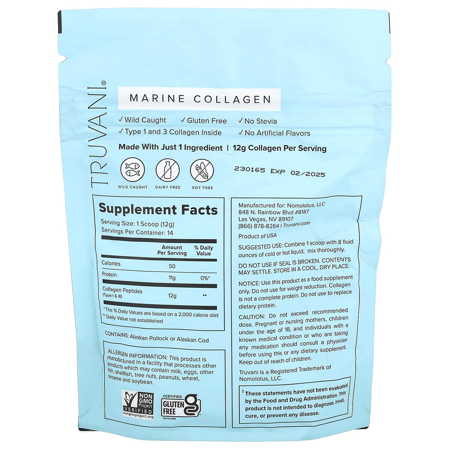 Truvani, Wild Caught Marine Collagen, Unflavored, 5.9 oz (168 g) - Image 2
