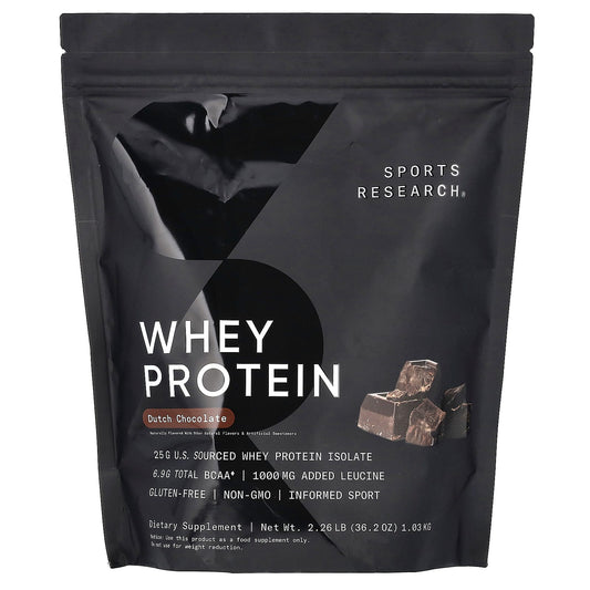 Sports Research, Whey Protein, Dutch Chocolate, 2.26 lb (1.03 kg) - Image 1