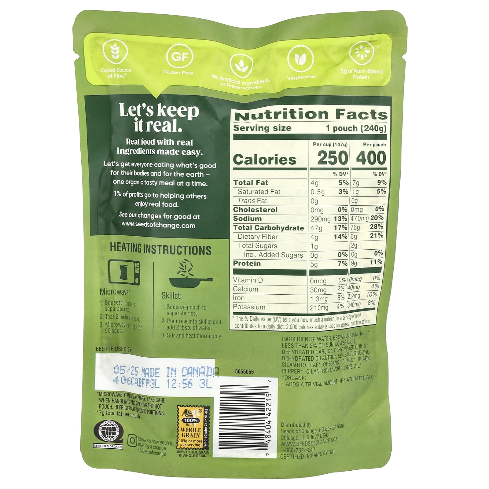 Seeds of Change, Organic Brown Jasmine Rice With Cilantro & A Hint of Lime, 8.5 oz (240 g) - Image 2