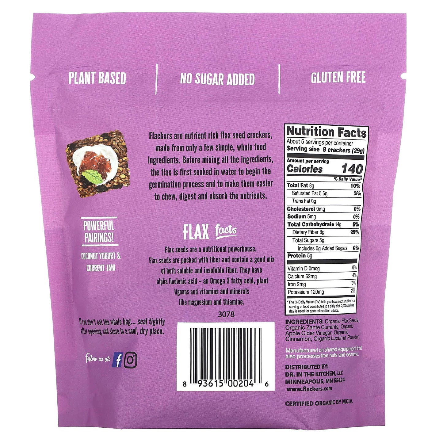 Cinnamon & Currants Flax Seed Crackers | Gluten Free, Low Carb, USDA Organic - Image 2