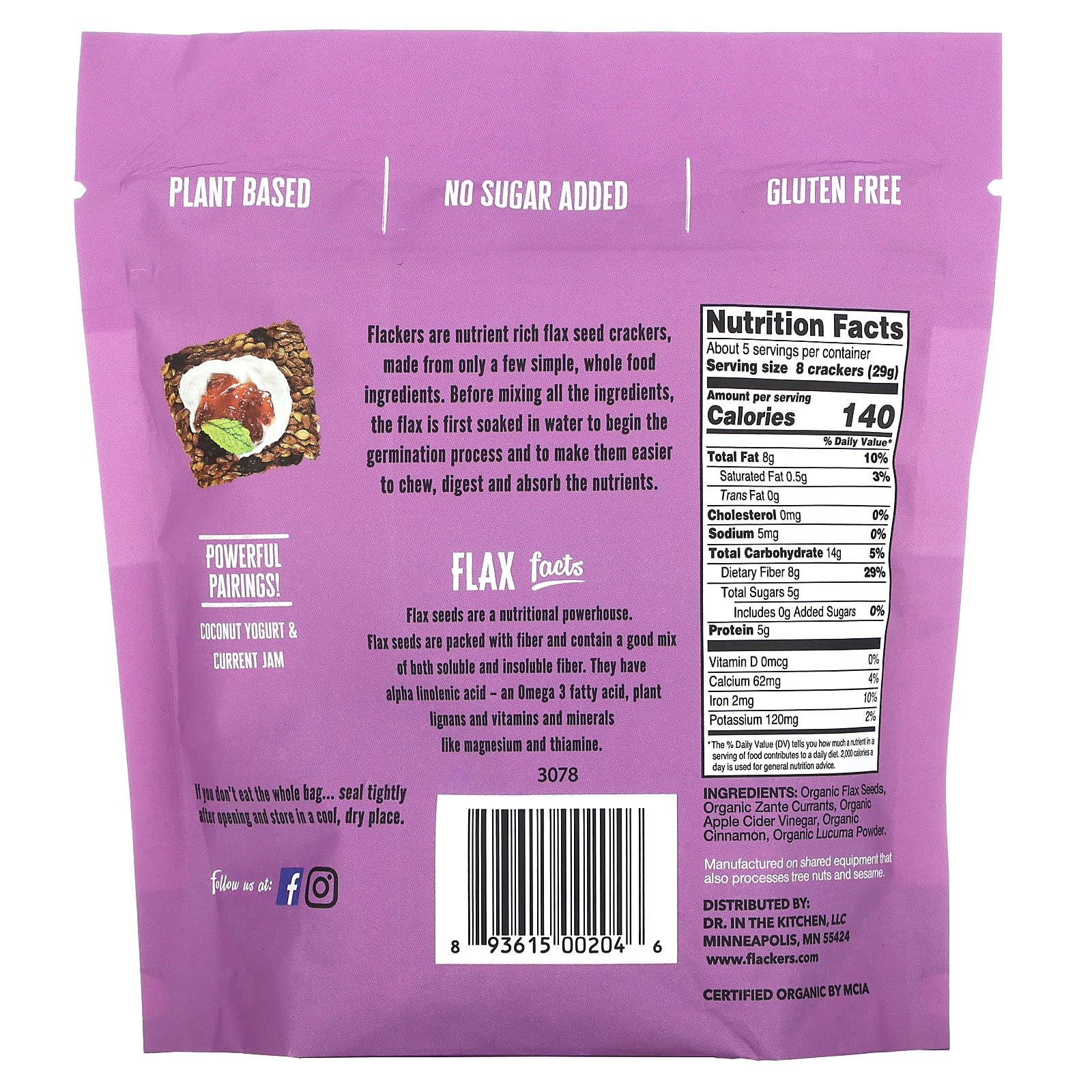 Cinnamon & Currants Flax Seed Crackers | Gluten Free, Low Carb, USDA Organic - Image 2