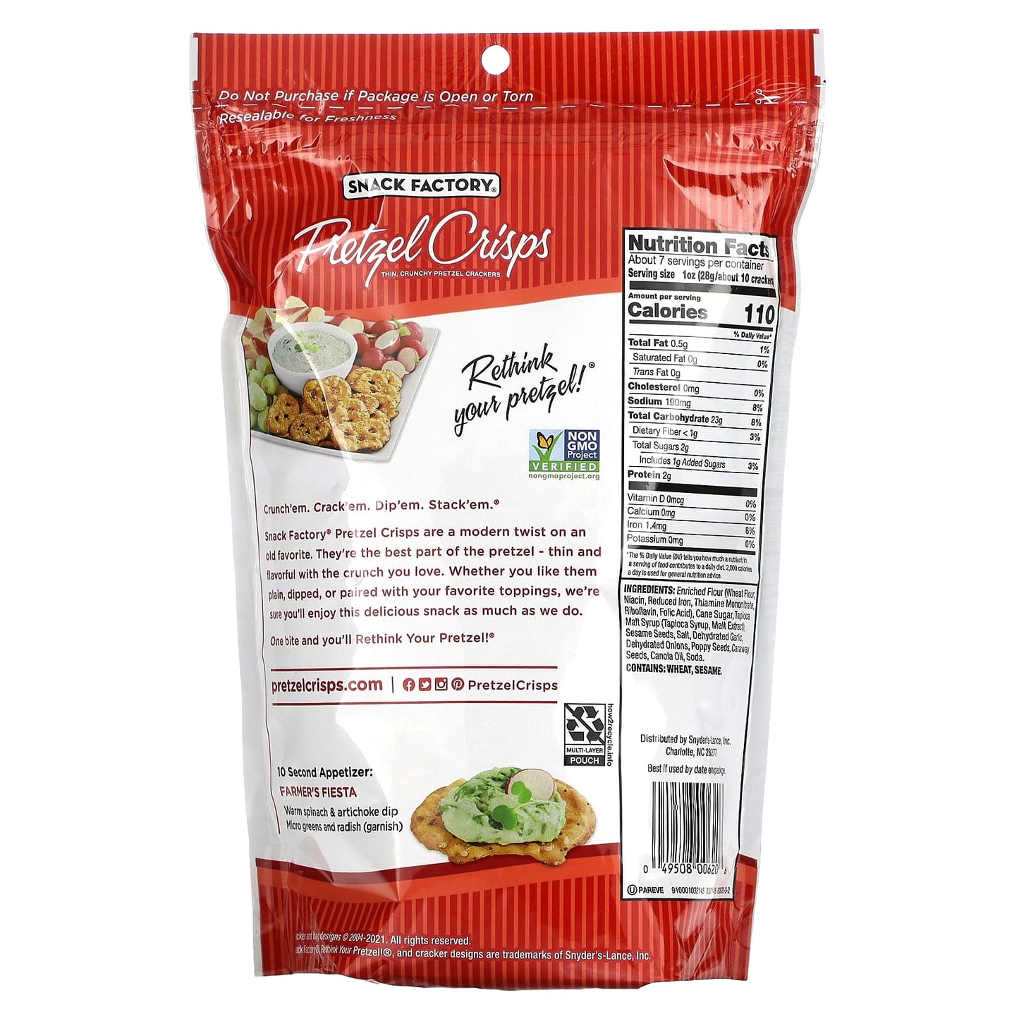 Snack Factory, Pretzel Crisps, Everything, Deli Style, 7.2 oz (204 g) - Image 2