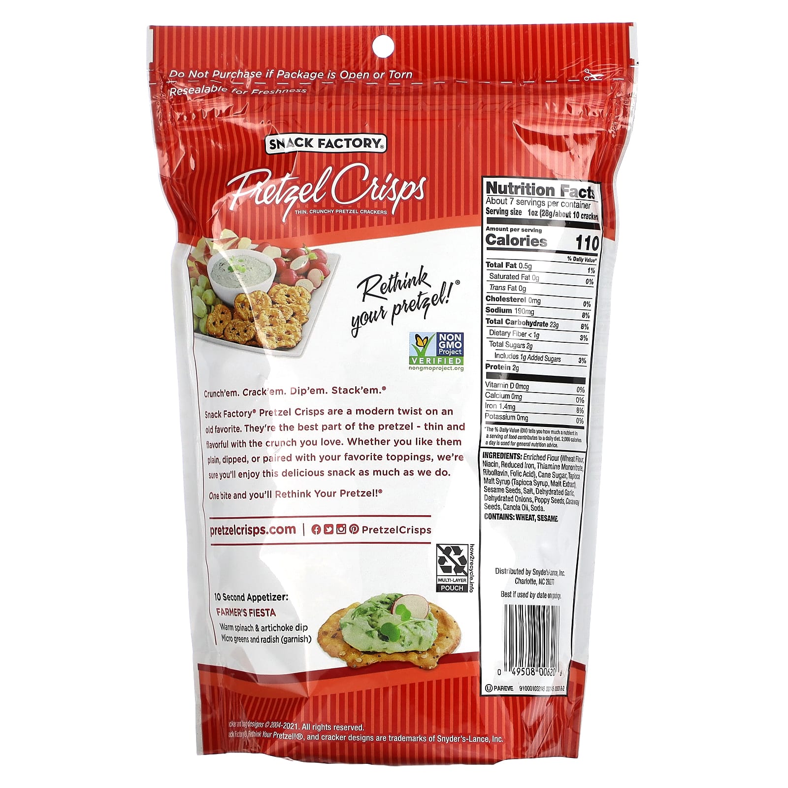 Snack Factory, Pretzel Crisps, Everything, Deli Style, 7.2 oz (204 g) - Image 2