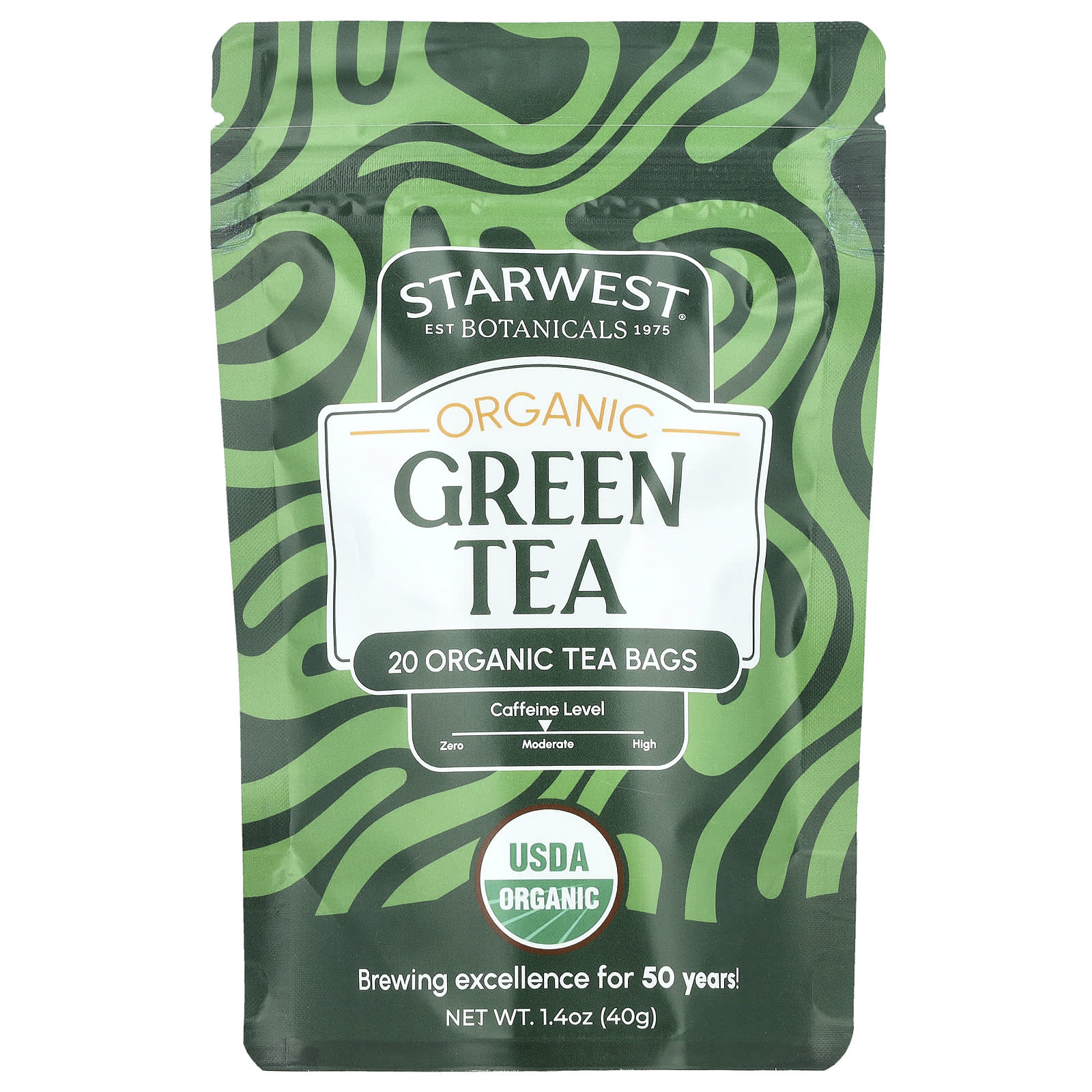 Starwest Botanicals, Organic Green Tea, 20 Tea Bags, 1.4 oz (40 g) - Image 1