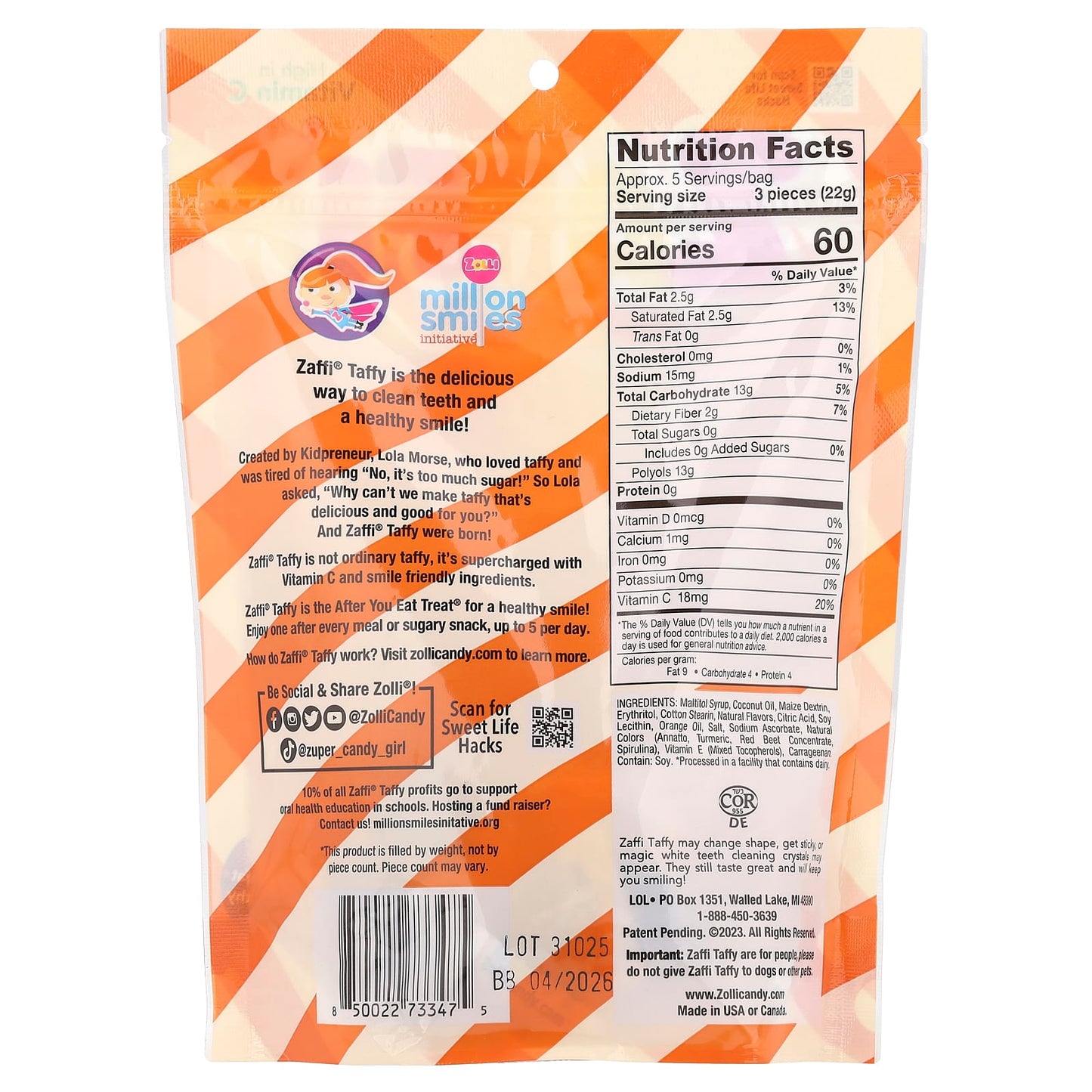 Zollipops, Zaffi® Taffy, Orange & Cream, 5 oz (142 g) - Image 2