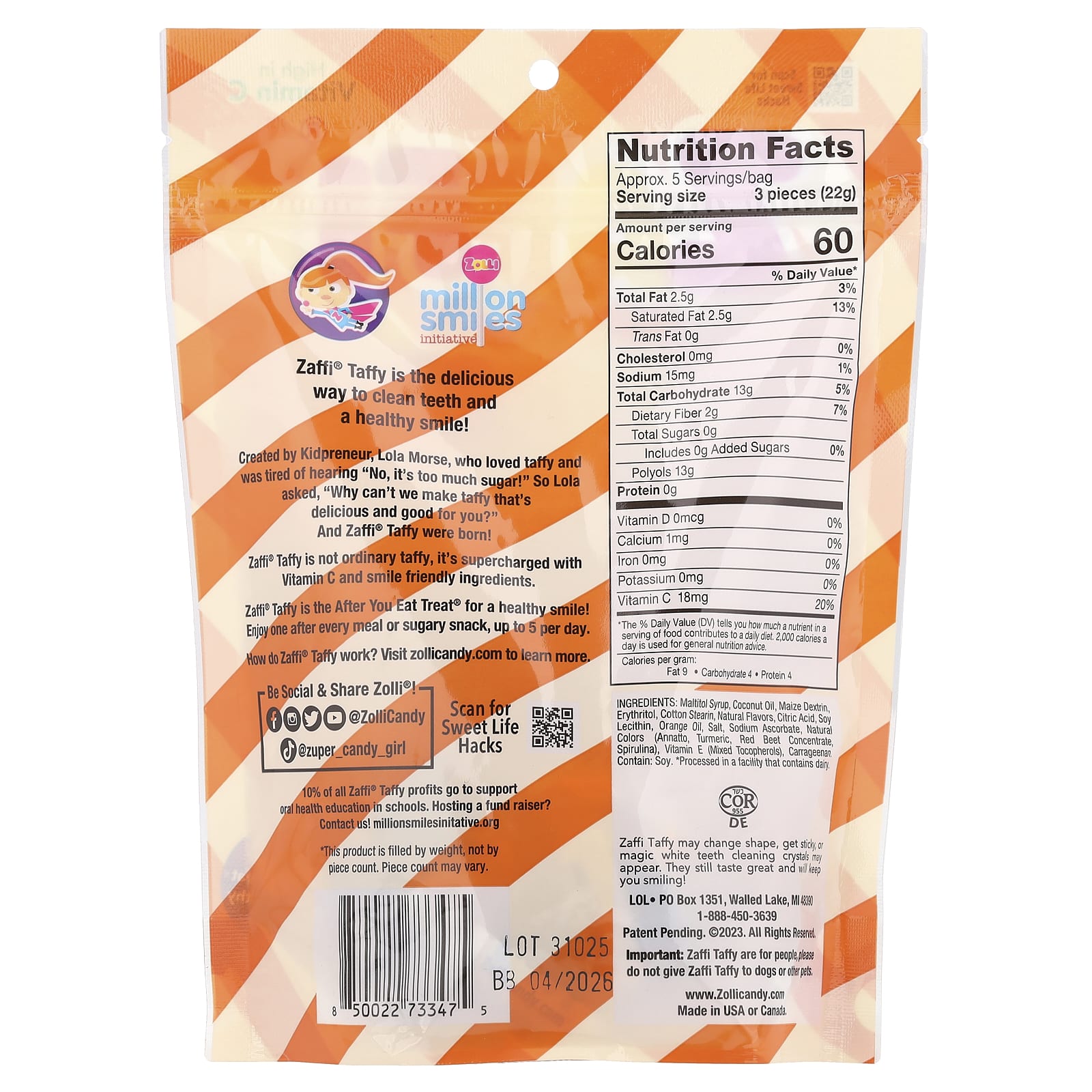 Zollipops, Zaffi® Taffy, Orange & Cream, 5 oz (142 g) - Image 2