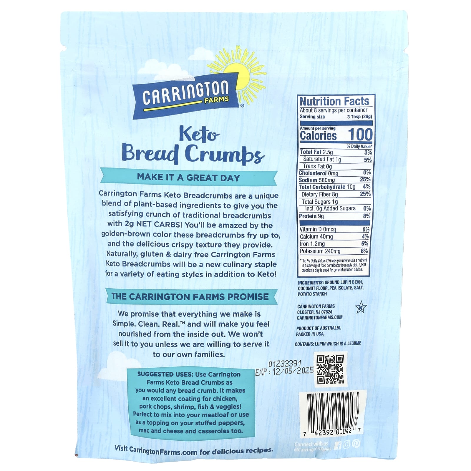 Keto Bread Crumbs by Carrington Farms - Low Carb, Gluten Free - Image 2