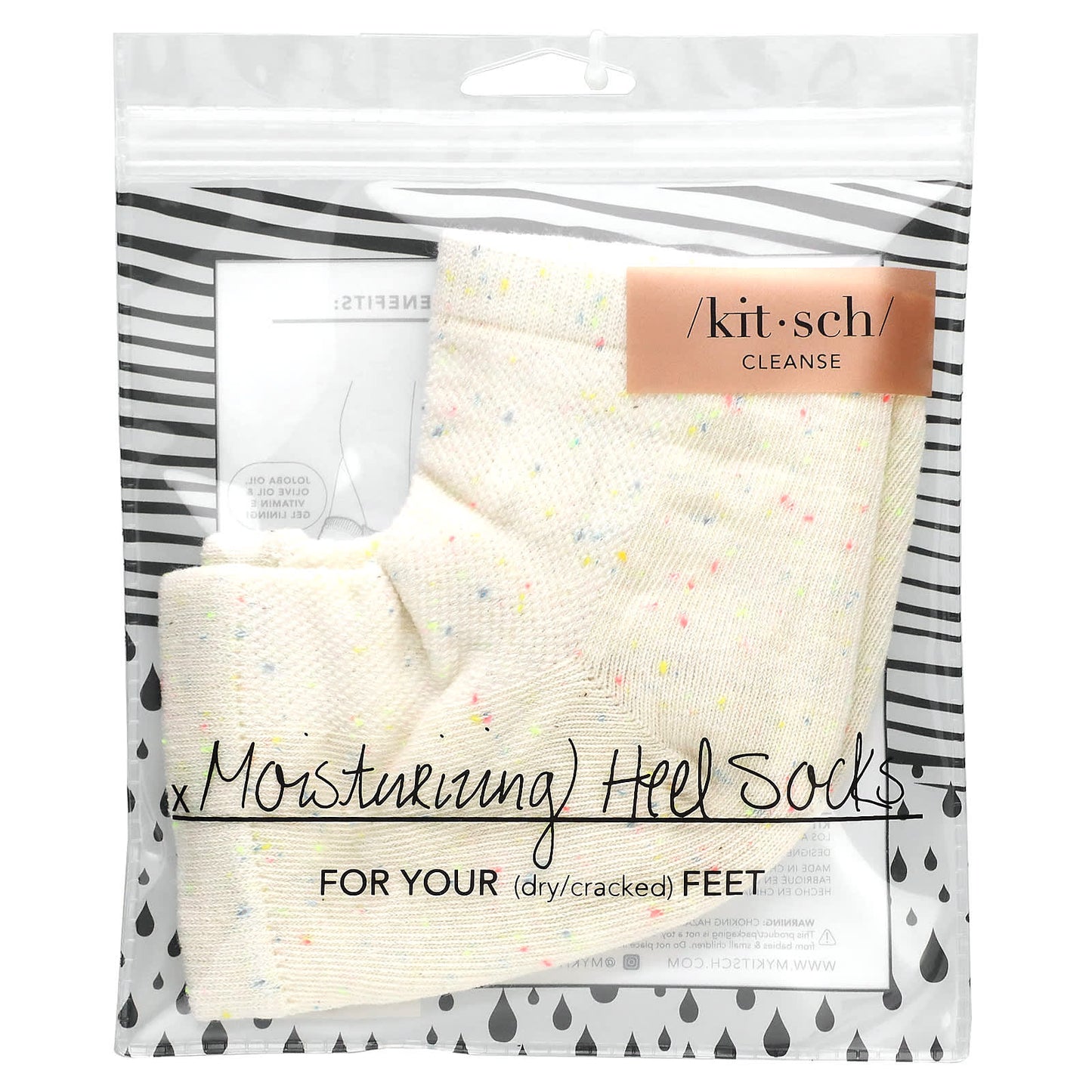 Kitsch, Moisturizing Heel Socks, Rainbow Speckle, 1 Pair - Image 1