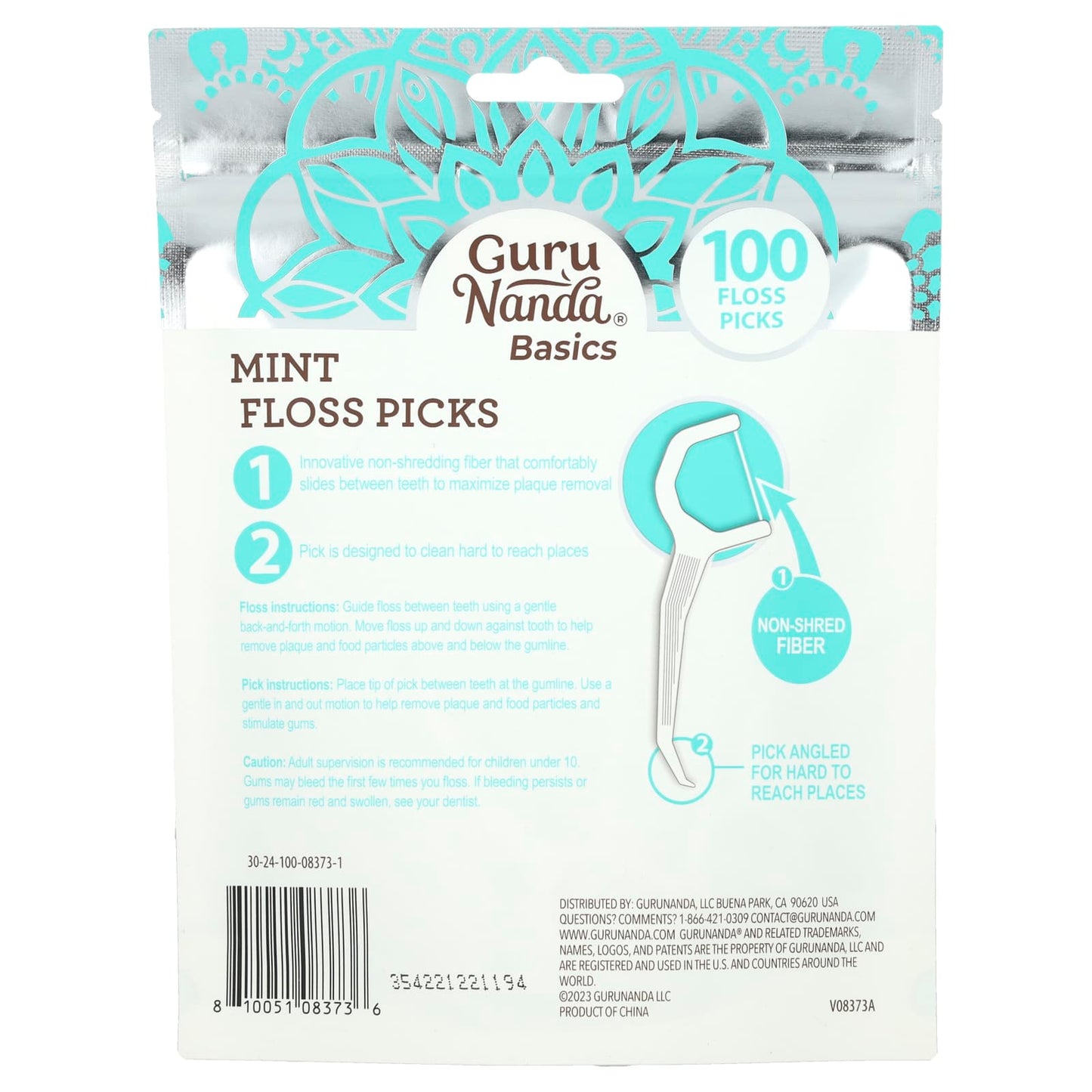 GuruNanda Mint Floss Picks for Easy Plaque Removal, 100 Count - Image 2