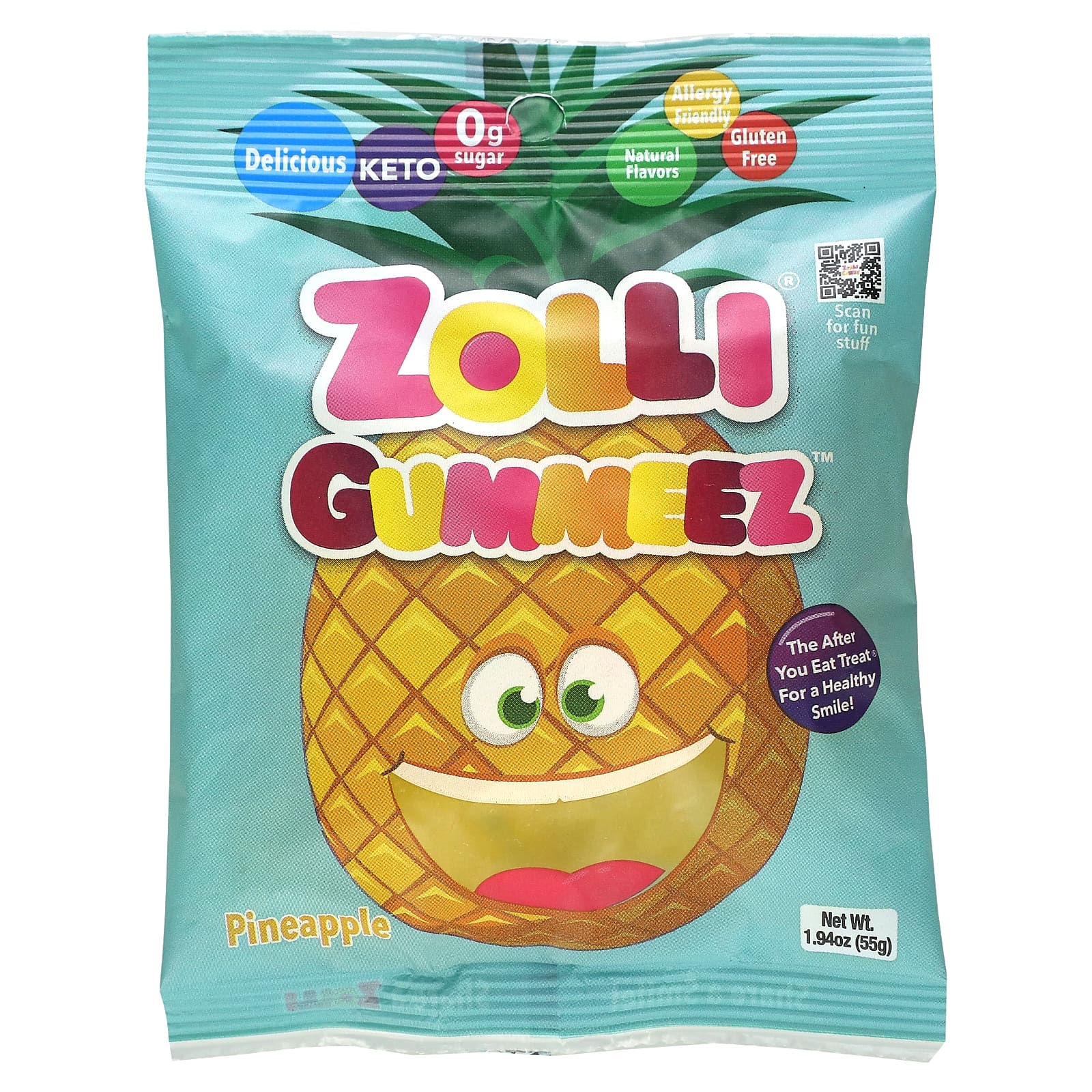 Zollipops, Zolli Gummeez, Pineapple, 1.94 oz (55 g) - Image 1