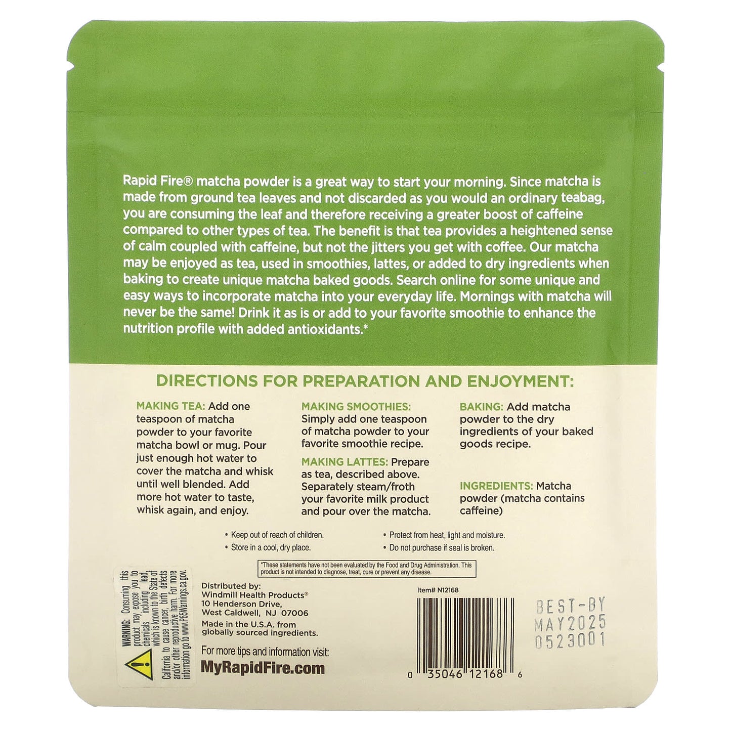RAPIDFIRE, Matcha Tea, Japanese Green Tea, 2.12 oz (60 g) - Image 2
