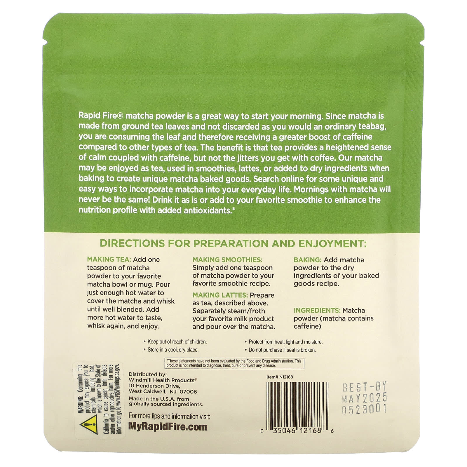 RAPIDFIRE, Matcha Tea, Japanese Green Tea, 2.12 oz (60 g) - Image 2