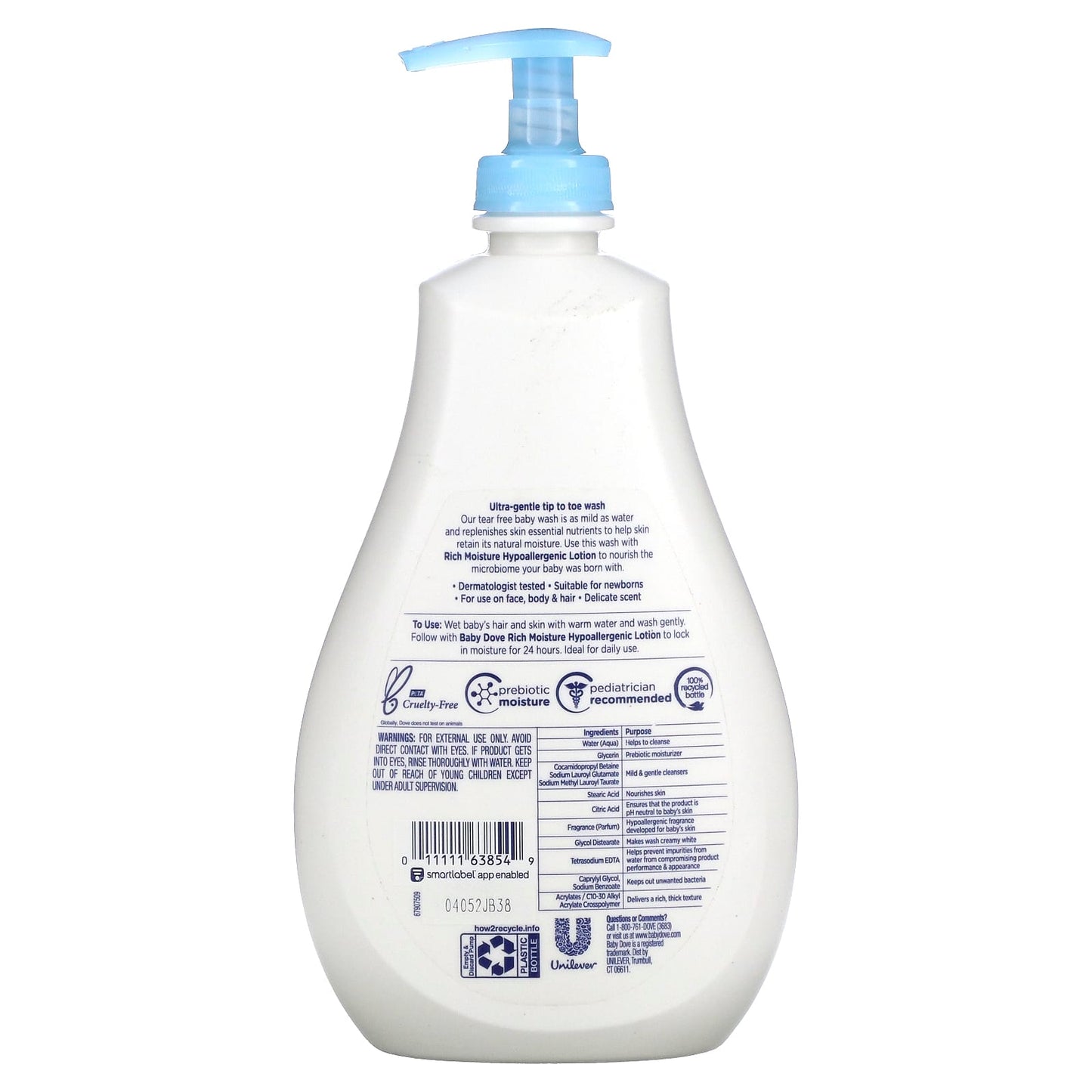 Dove Baby Sensitive Skin Care Hypoallergenic Wash 20 fl oz - Image 2