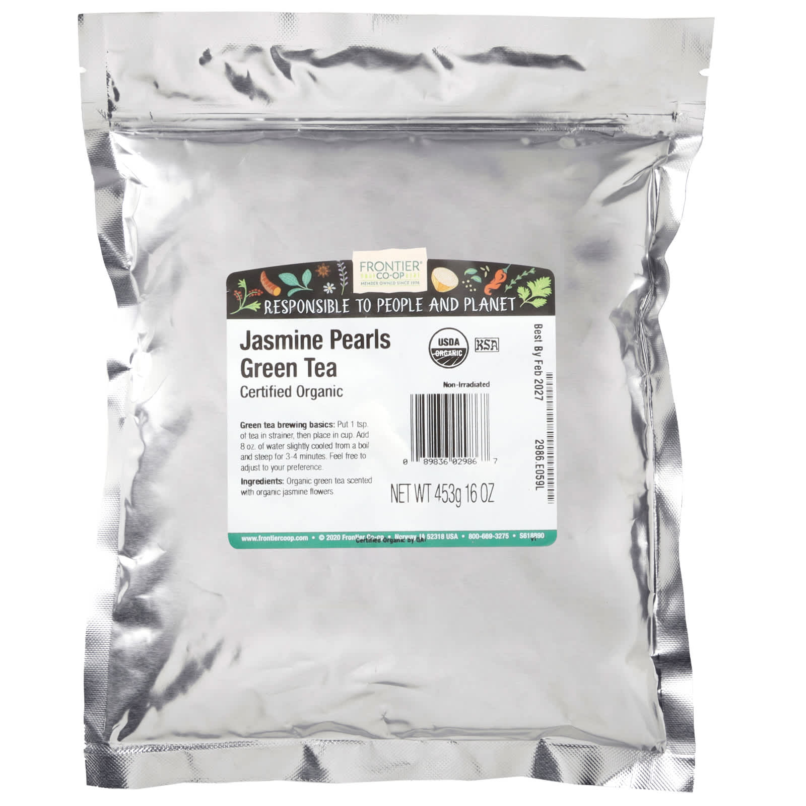Organic Jasmine Pearls Green Tea by Frontier Co-op, 16 oz (453g) - Image 2