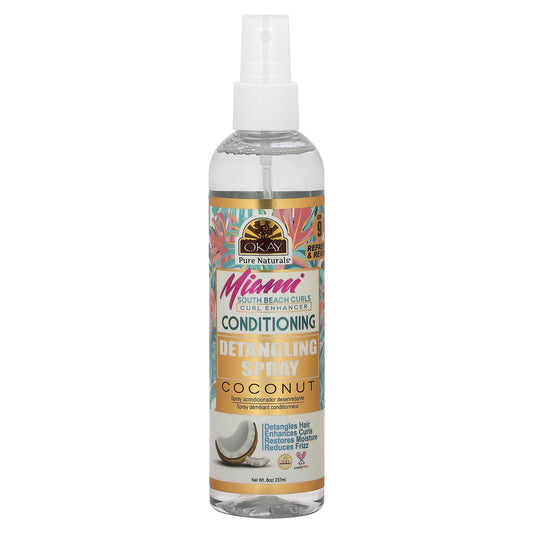 Okay Pure Naturals, Miami, Detangling Spray, Conditioning, Coconut, 8 oz (237 ml) - Image 1