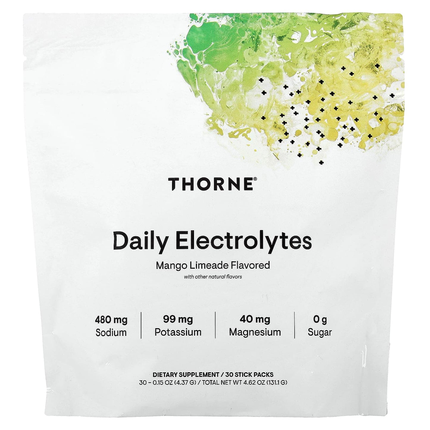 Thorne, Daily Electrolytes, Mango Limeade , 30 Stick Packs, 0.15 oz (4.37 g) Each - Image 1