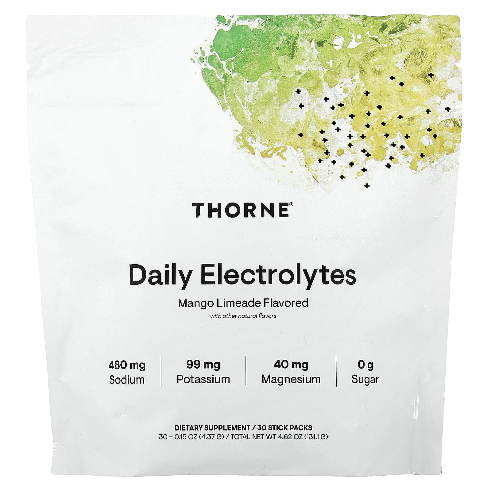 Thorne, Daily Electrolytes, Mango Limeade , 30 Stick Packs, 0.15 oz (4.37 g) Each - Image 1