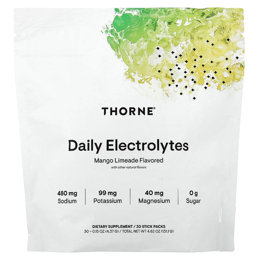 Thorne, Daily Electrolytes, Mango Limeade , 30 Stick Packs, 0.15 oz (4.37 g) Each - Image 1