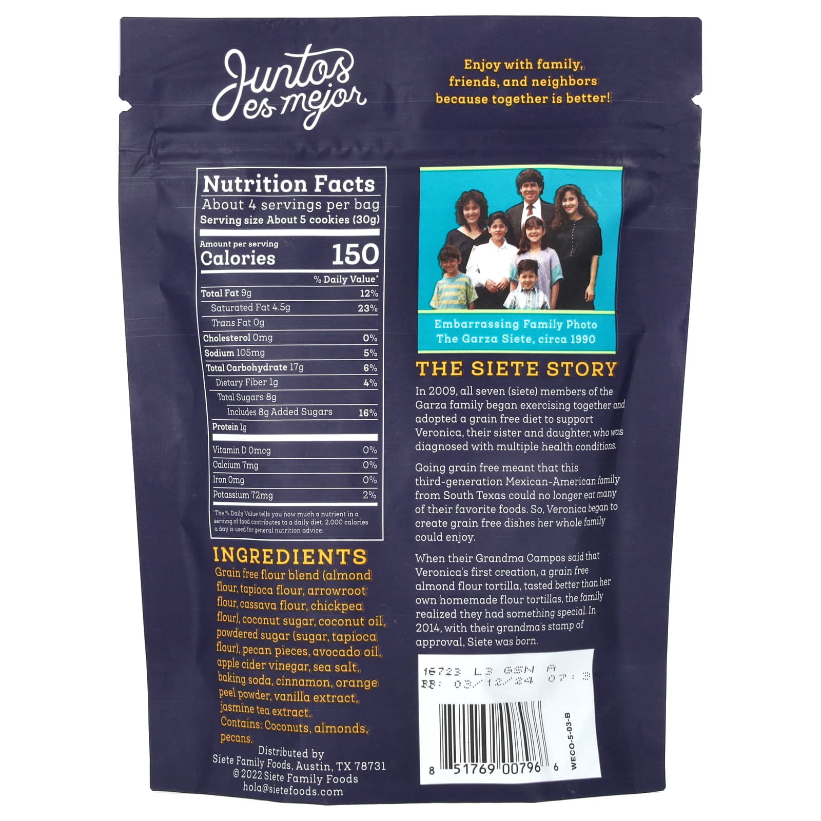 Siete, Grain Free Cookies, Mexican Wedding, 4.5 oz (127.6 g) - Image 2