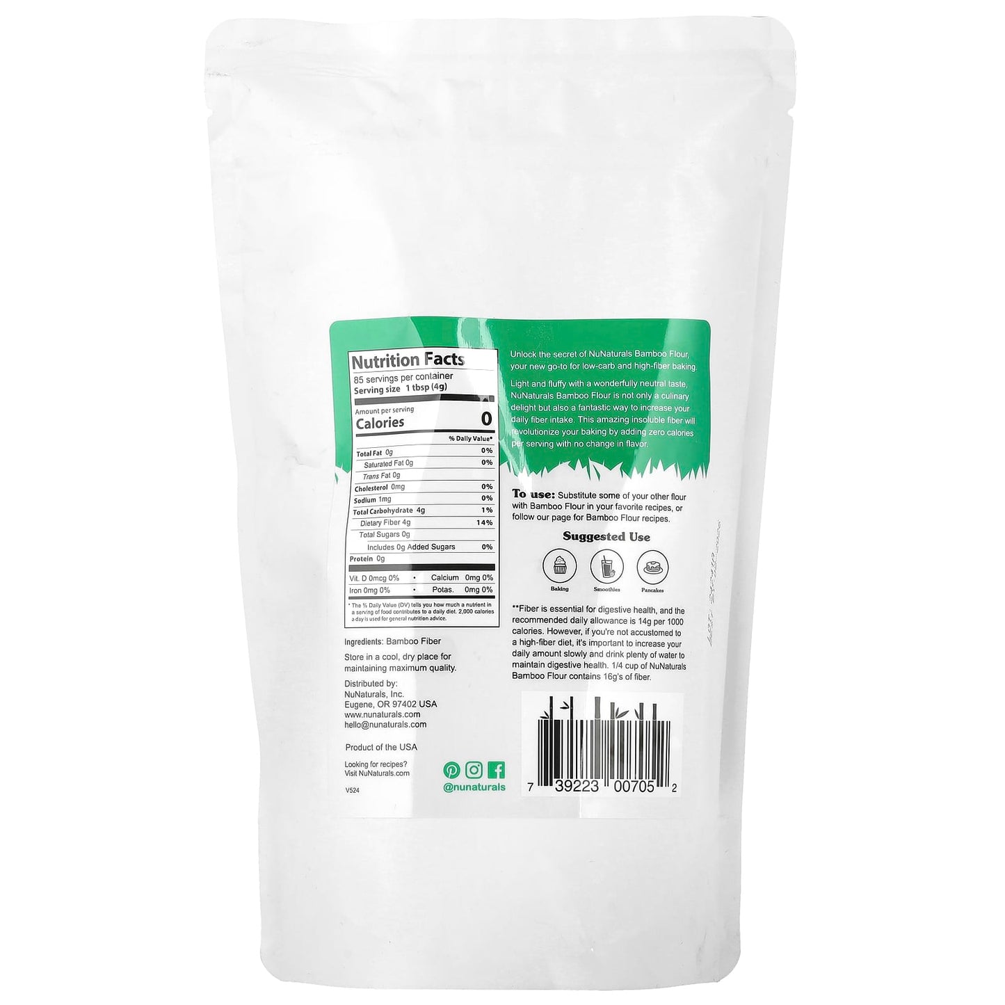NuNaturals, Bamboo Flour, 12 oz (340 g) - Image 2
