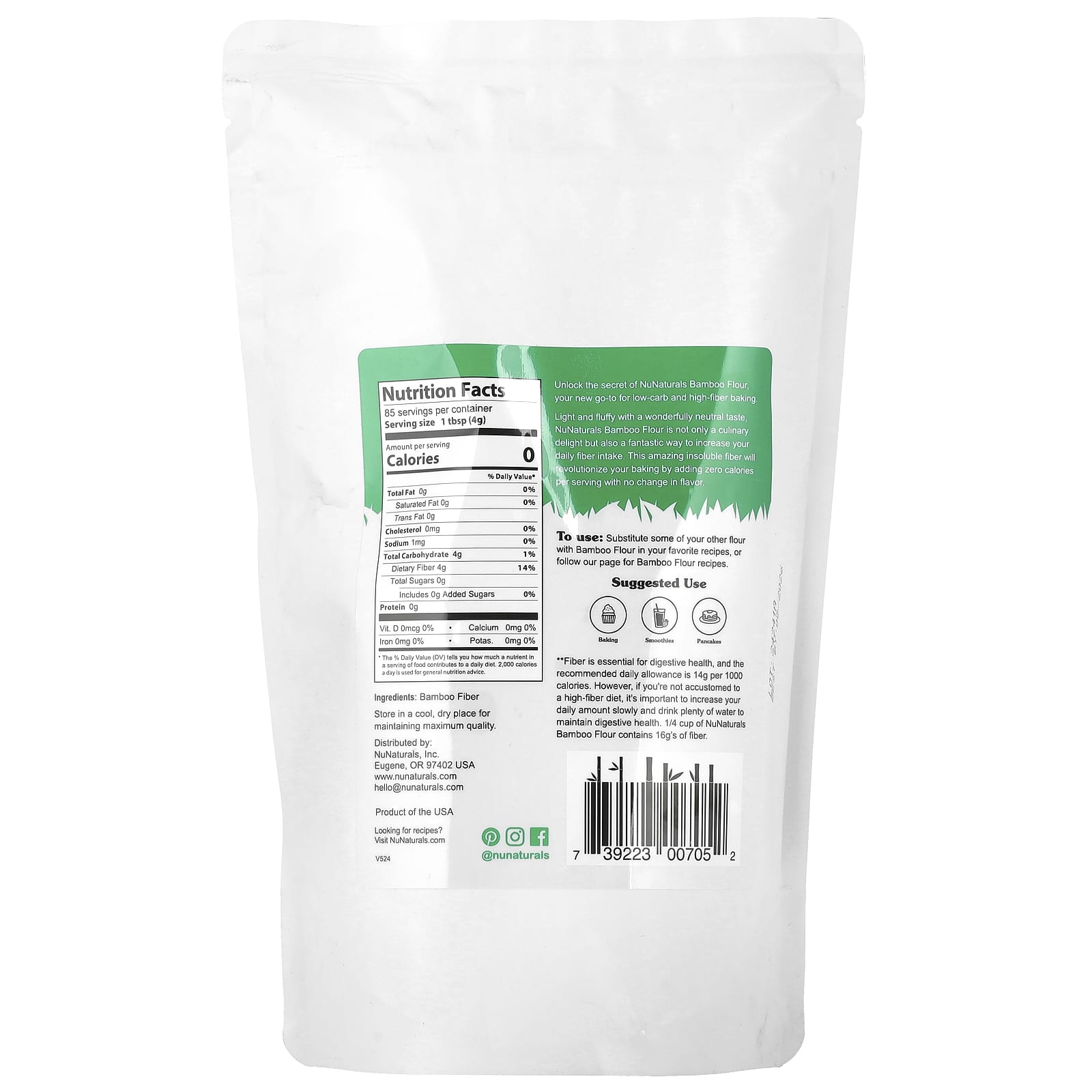 NuNaturals, Bamboo Flour, 12 oz (340 g) - Image 2