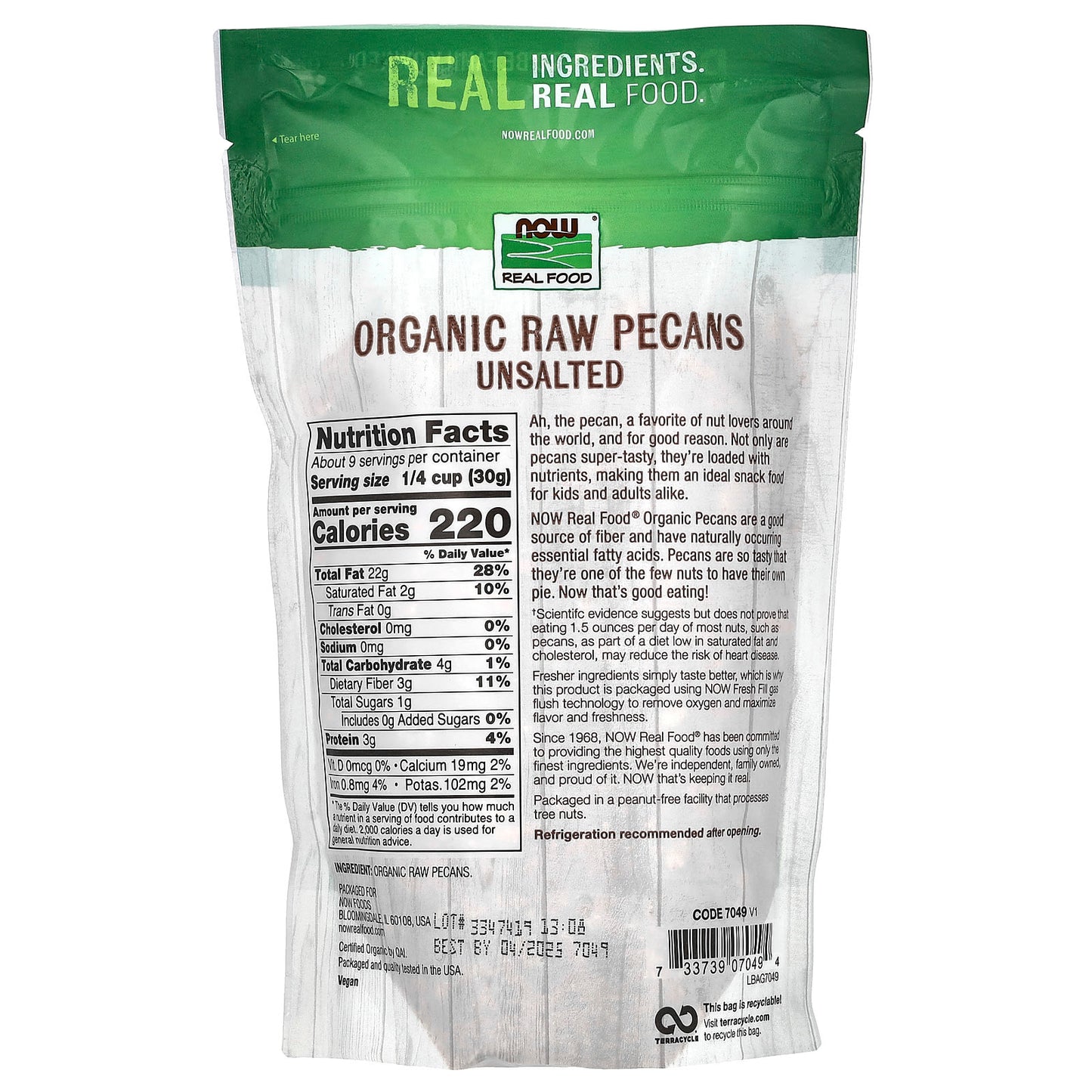 NOW Foods, Organic Raw Pecans, Unsalted, 10 oz (284 g) - Image 2