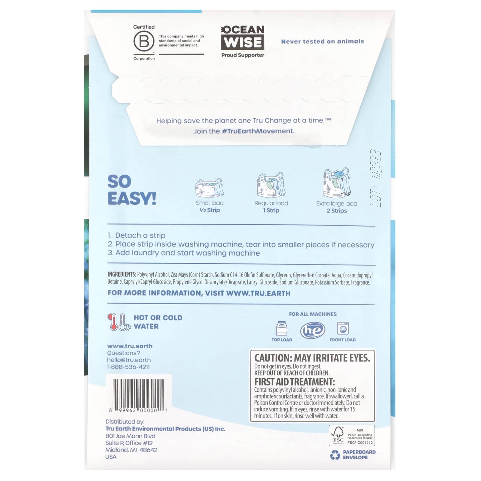 Tru Earth, Eco-Strips®, Laundry Detergent, Ultra Concentrated, Fresh Linen, 32 Strips - Image 2