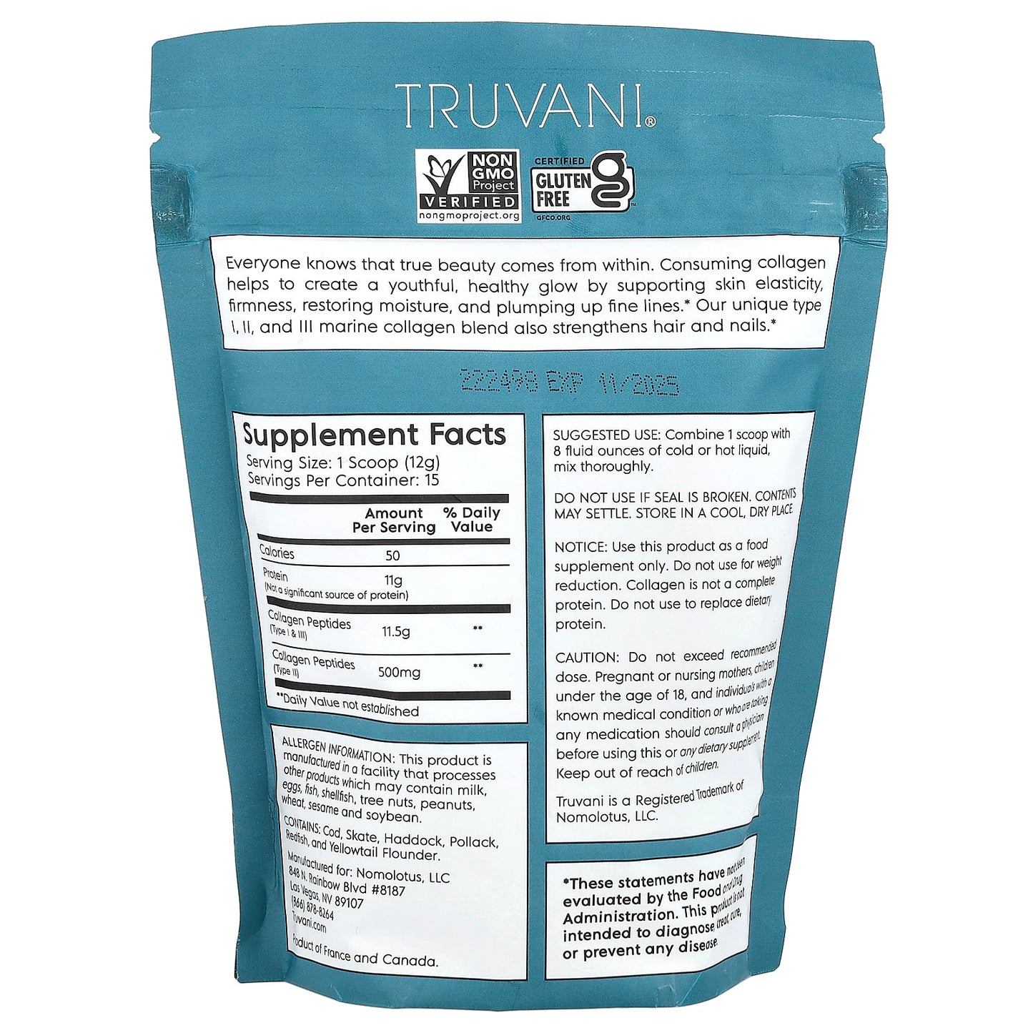 Truvani, Wild Caught Marine Collagen, Unflavored, 6.35 oz (180 g) - Image 2