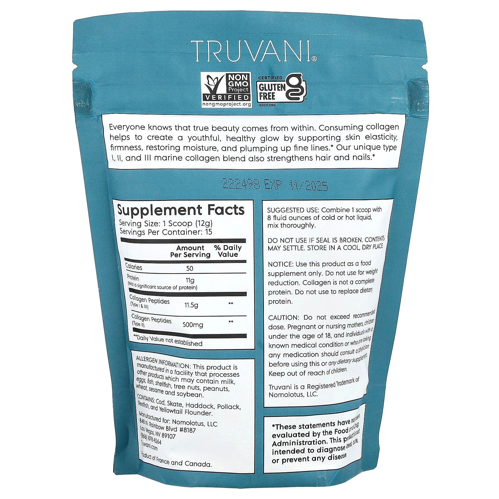 Truvani, Wild Caught Marine Collagen, Unflavored, 6.35 oz (180 g) - Image 2