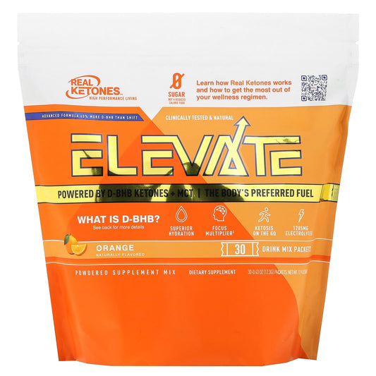 Real Ketones, Elevate, Orange, 30 Drink Mix Packets,  0.43 oz (12.3 g) Each - Image 1