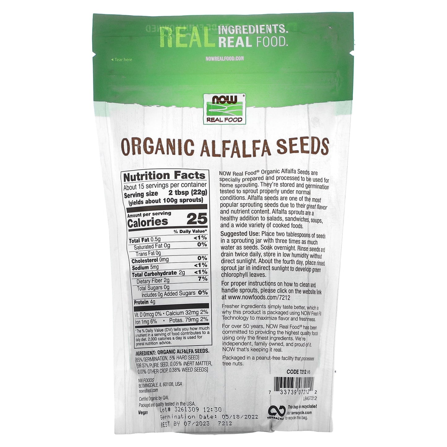 NOW Foods, Organic Alfalfa Seeds, 12 oz (340 g) - Image 2