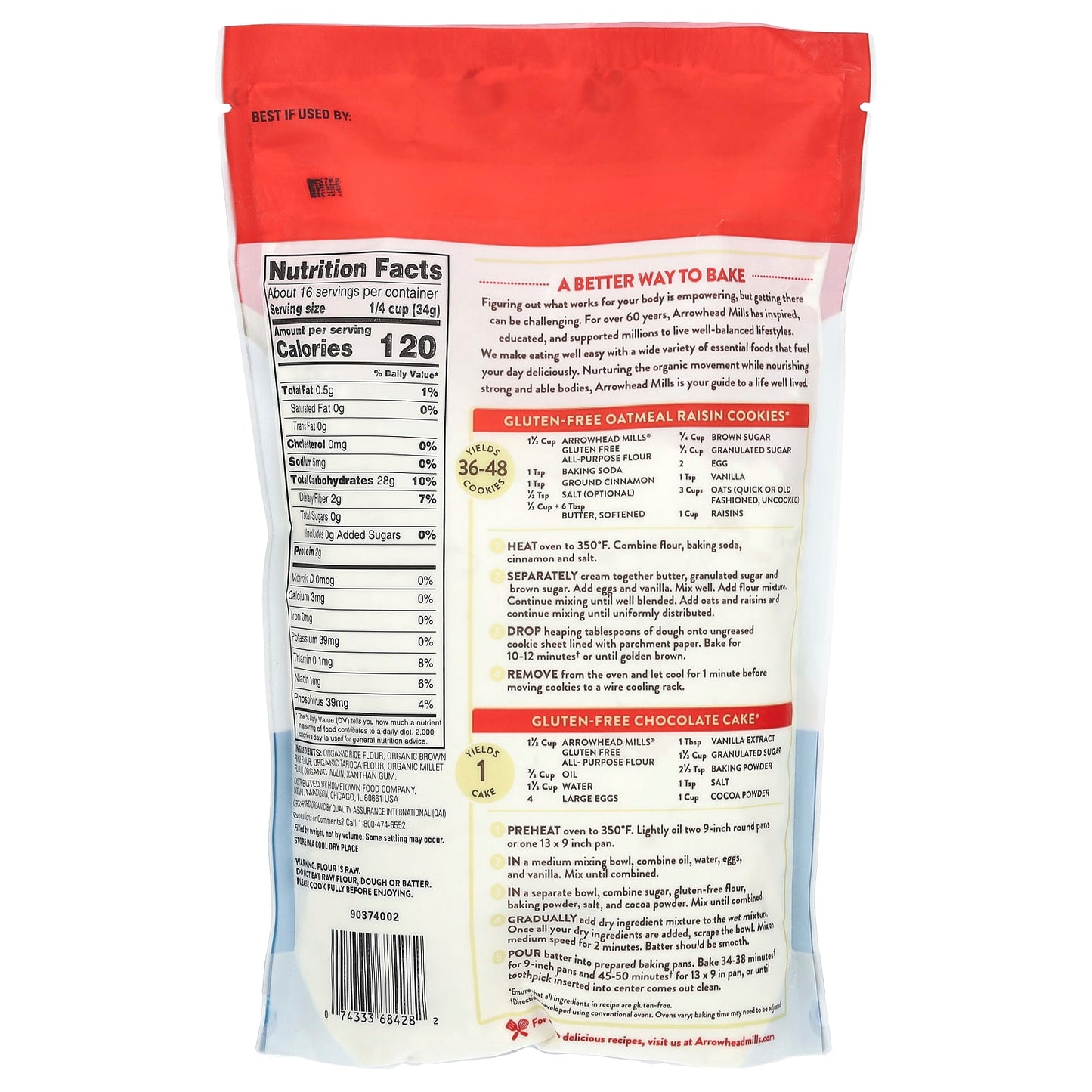 Arrowhead Mills Organic Gluten-Free All-Purpose Flour, 20 oz - Image 2