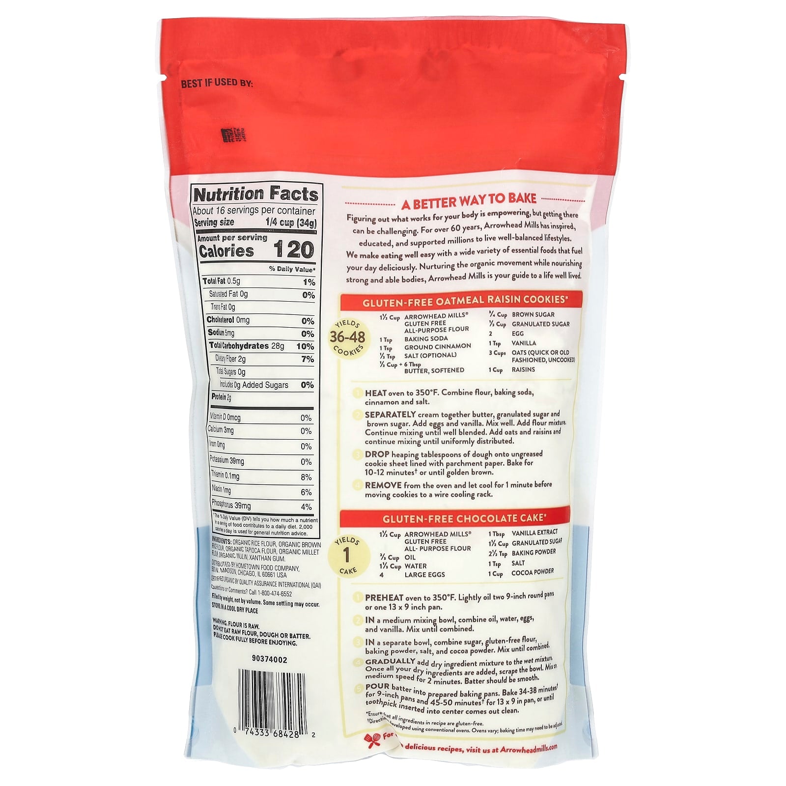 Arrowhead Mills Organic Gluten-Free All-Purpose Flour, 20 oz - Image 2