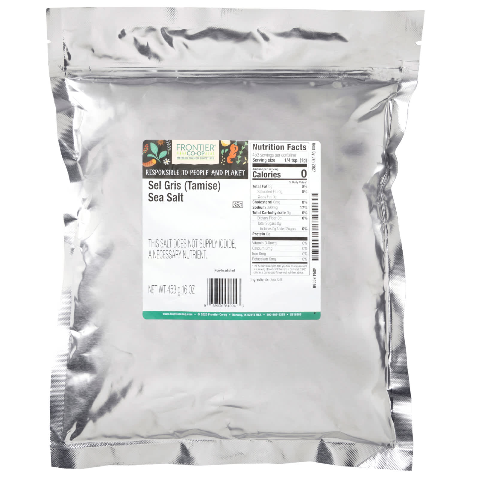 Sel Gris (Tamise) Sea Salt 16 oz - Frontier Co-op's Coarse, Kosher Salt - Image 2