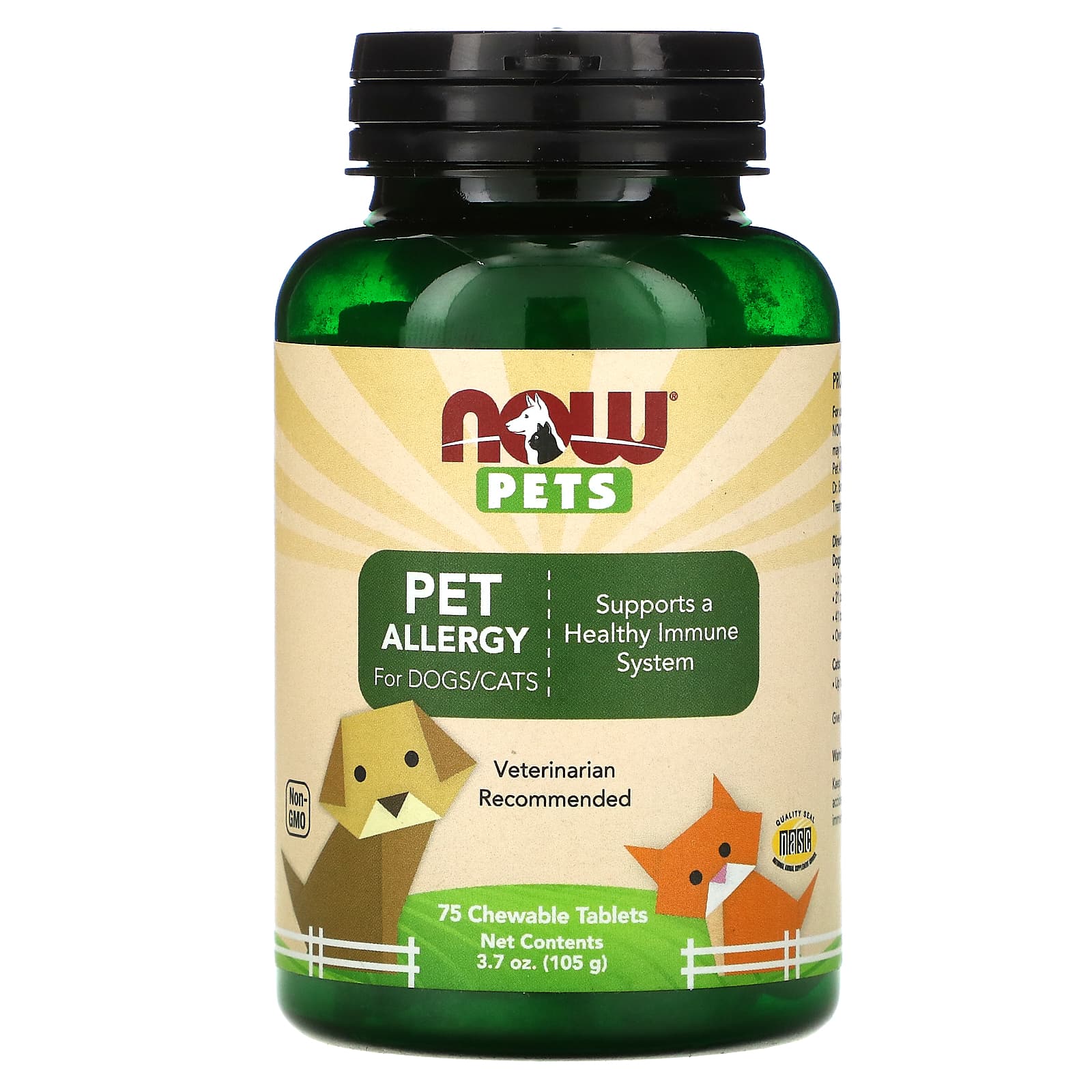 NOW Foods, Pets, Pet Allergy for Dogs/Cats, 75 Chewable Tablets - Image 1