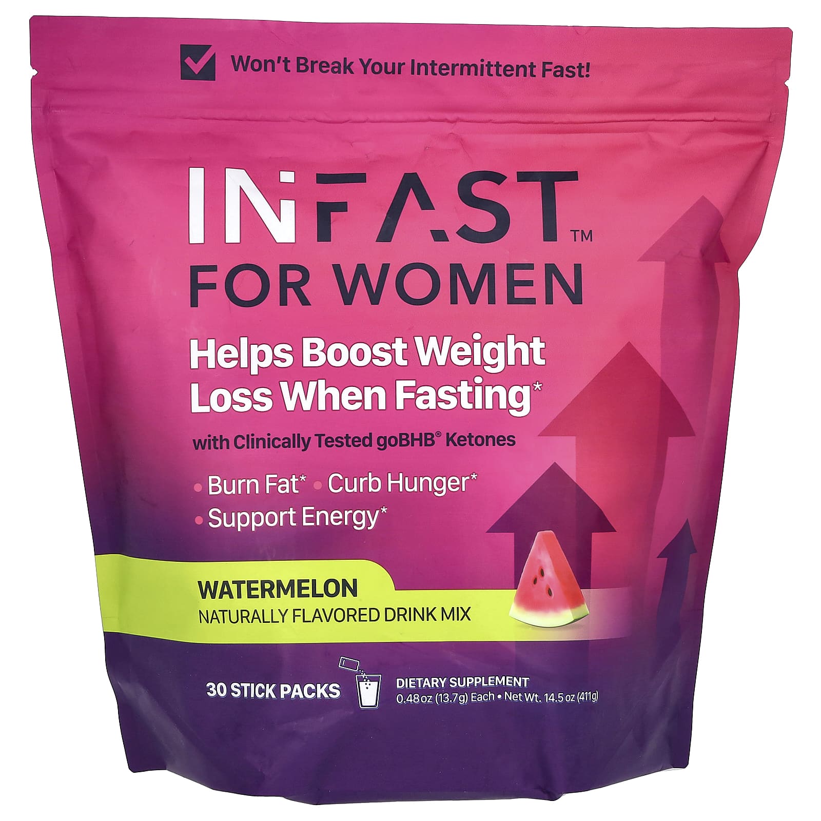 Real Ketones, INFAST, For Women, Watermelon, 30 Stick Packs, 0.48 (13.7 g) Each - Image 1