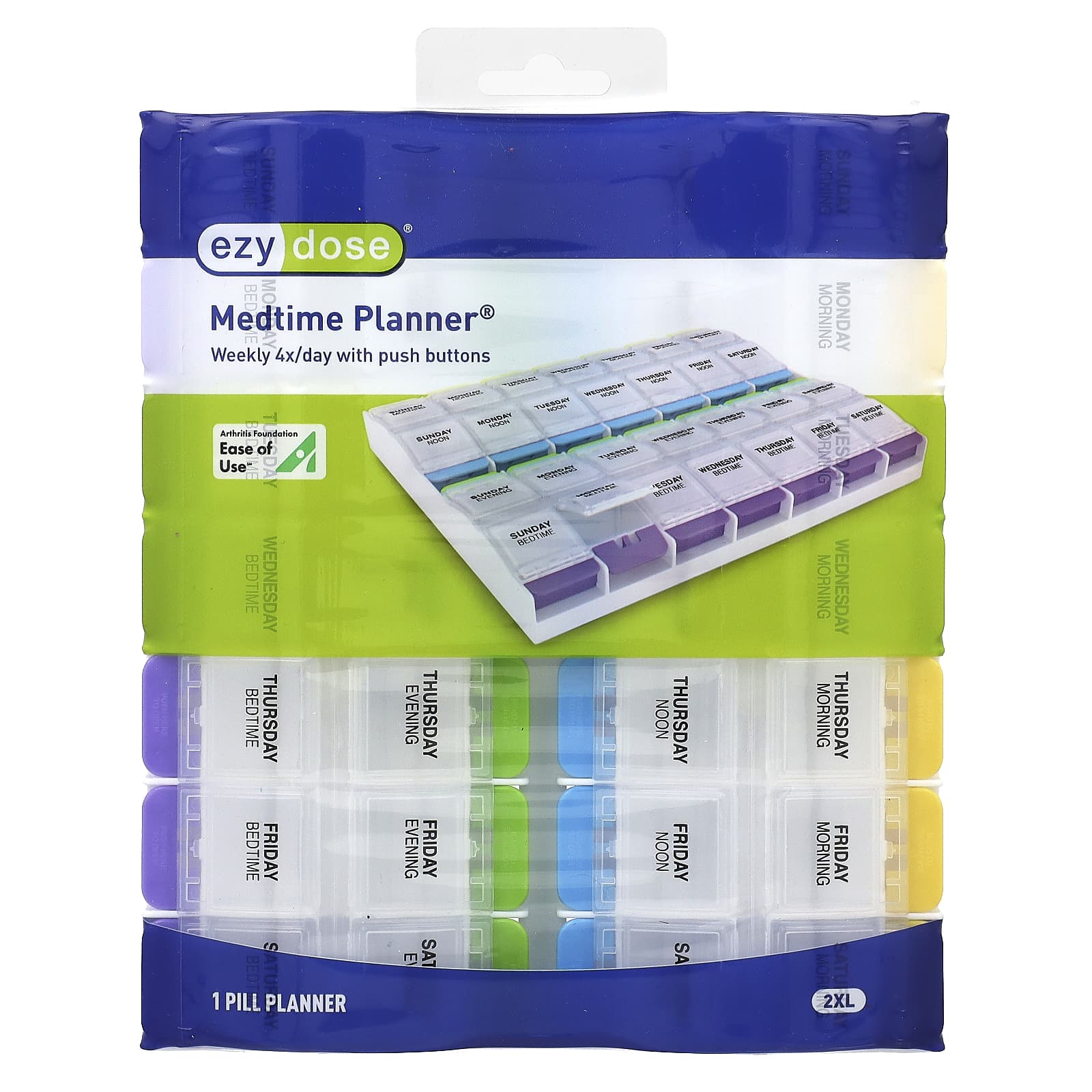 Ezy Dose Weekly Medtime Planner with Push Buttons - Easy Medication Management - Image 1