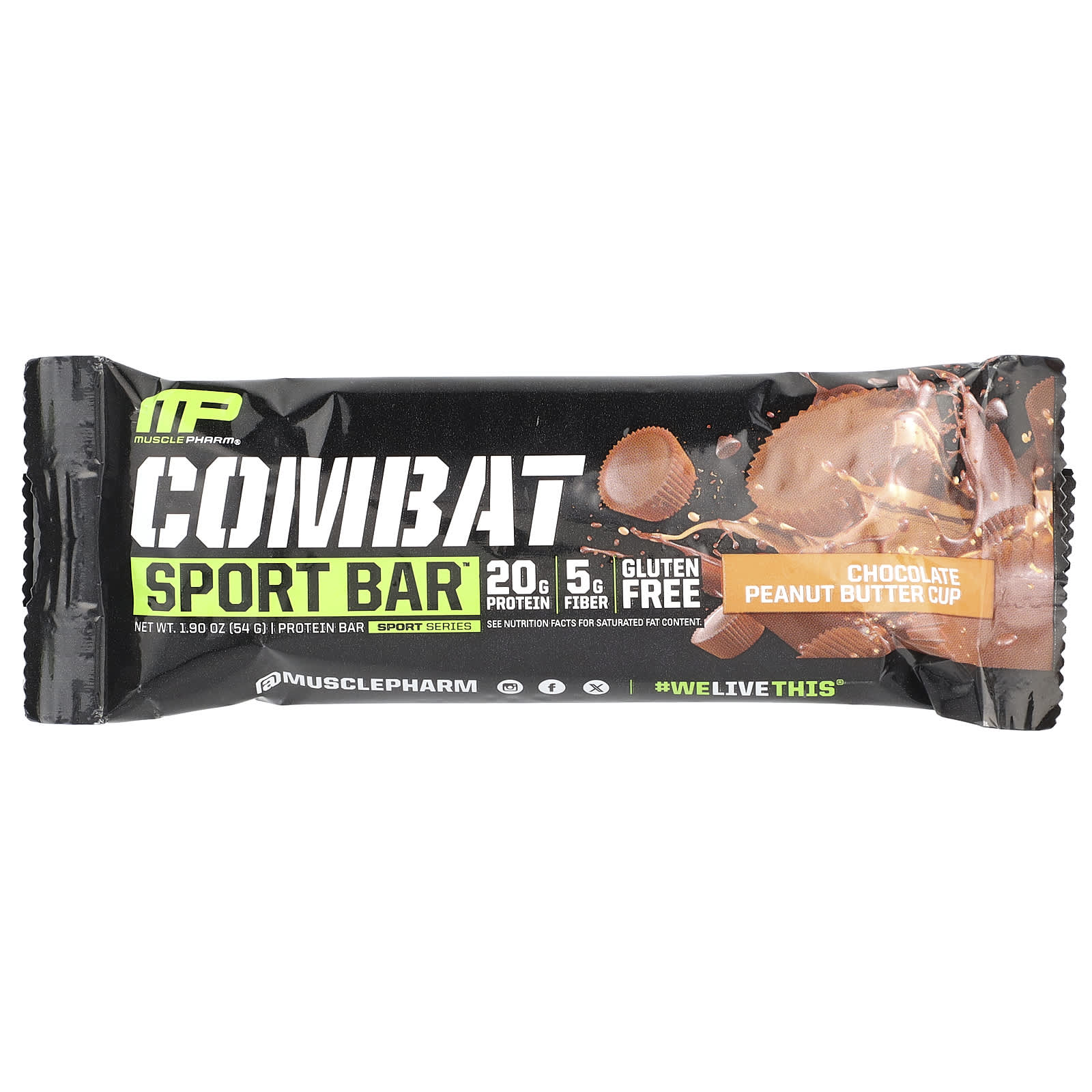 MusclePharm, Combat Sport Bar™, Chocolate Peanut Butter Cup, 1.90 oz (54 g) - Image 1